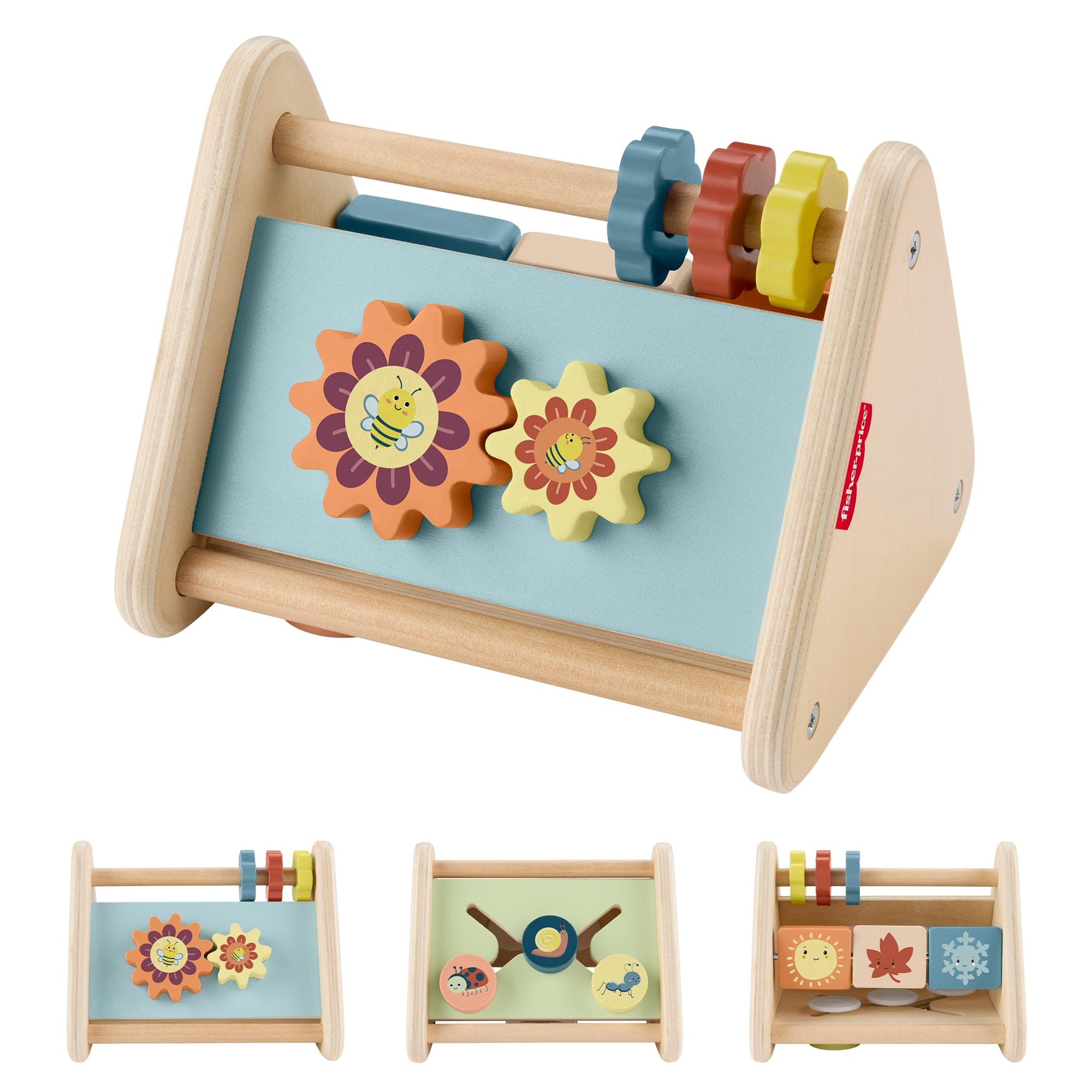 Triangle de Jeu en Bois Fisher-Price, Jouet à Trois Côtés Favorisant La Motricité Fine, 1 Pièce en Bois