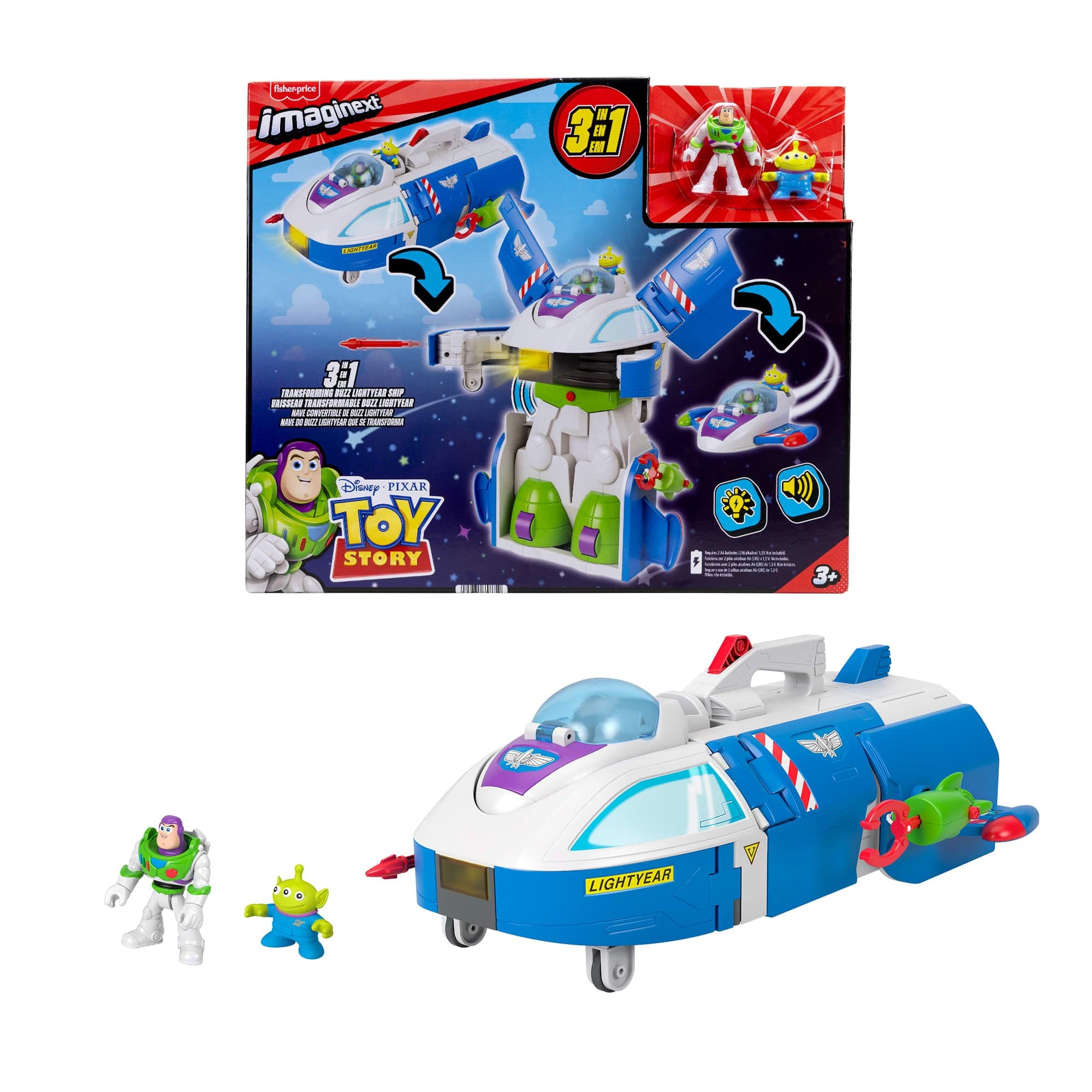 Imaginext Toy Story Transforming Buzz Lightyear Ship Toy Vehicle With Lights & Sounds, Figures