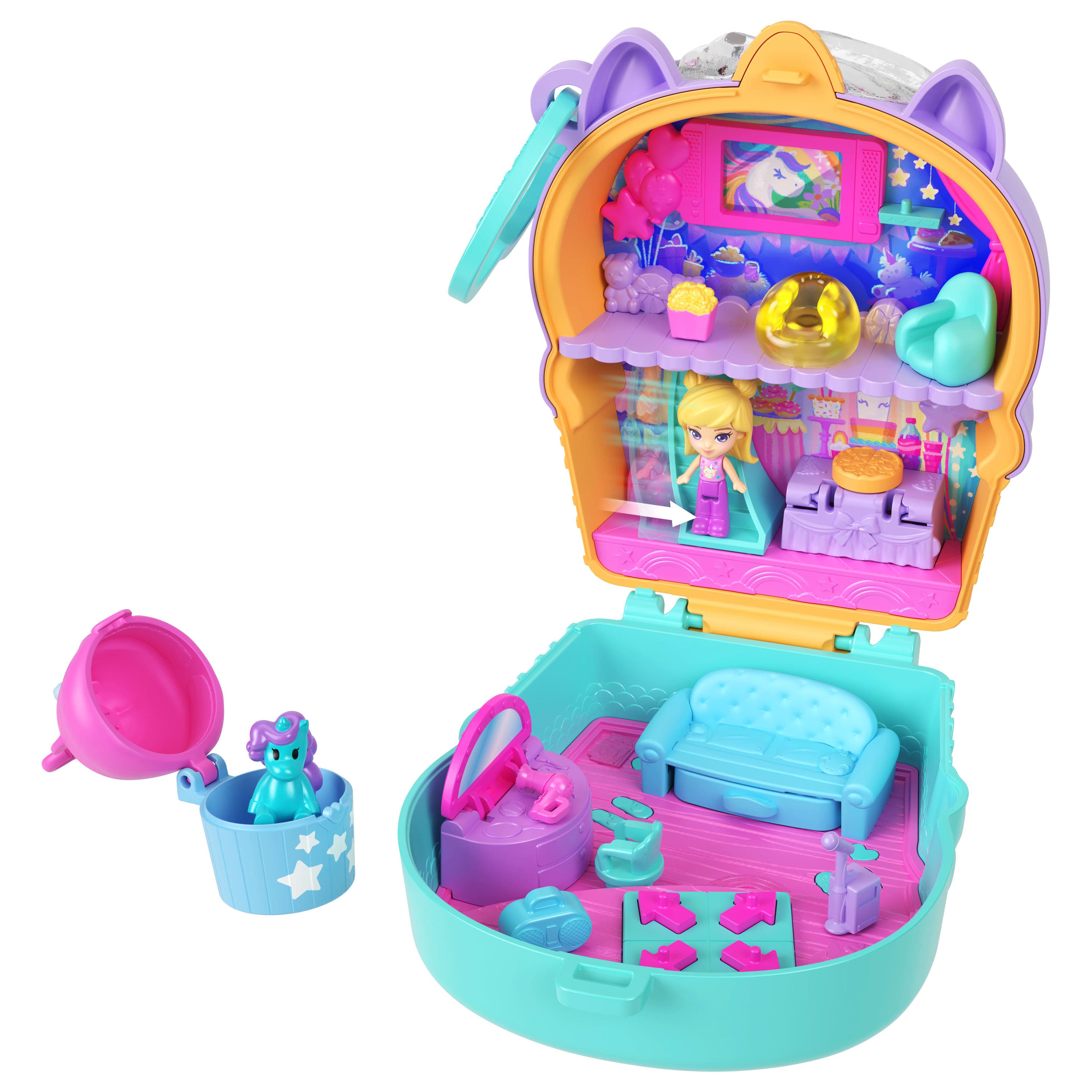 Polly Pocket Conjunto de Brinquedo Compacto Sorvete de Unicórnio