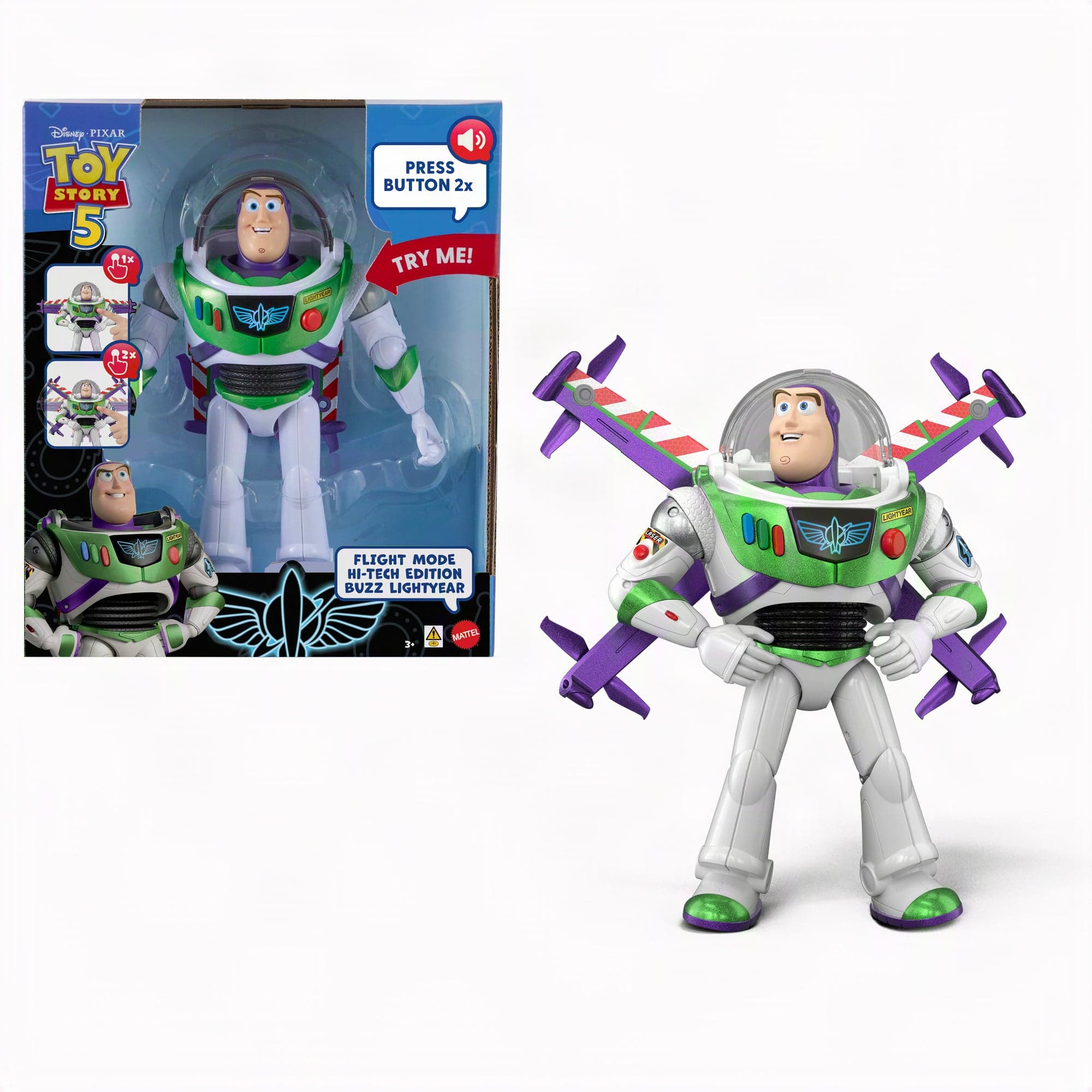 Disney Pixar Figurine Buzz L’Éclair Édition Hi-Tech Mode Avion
