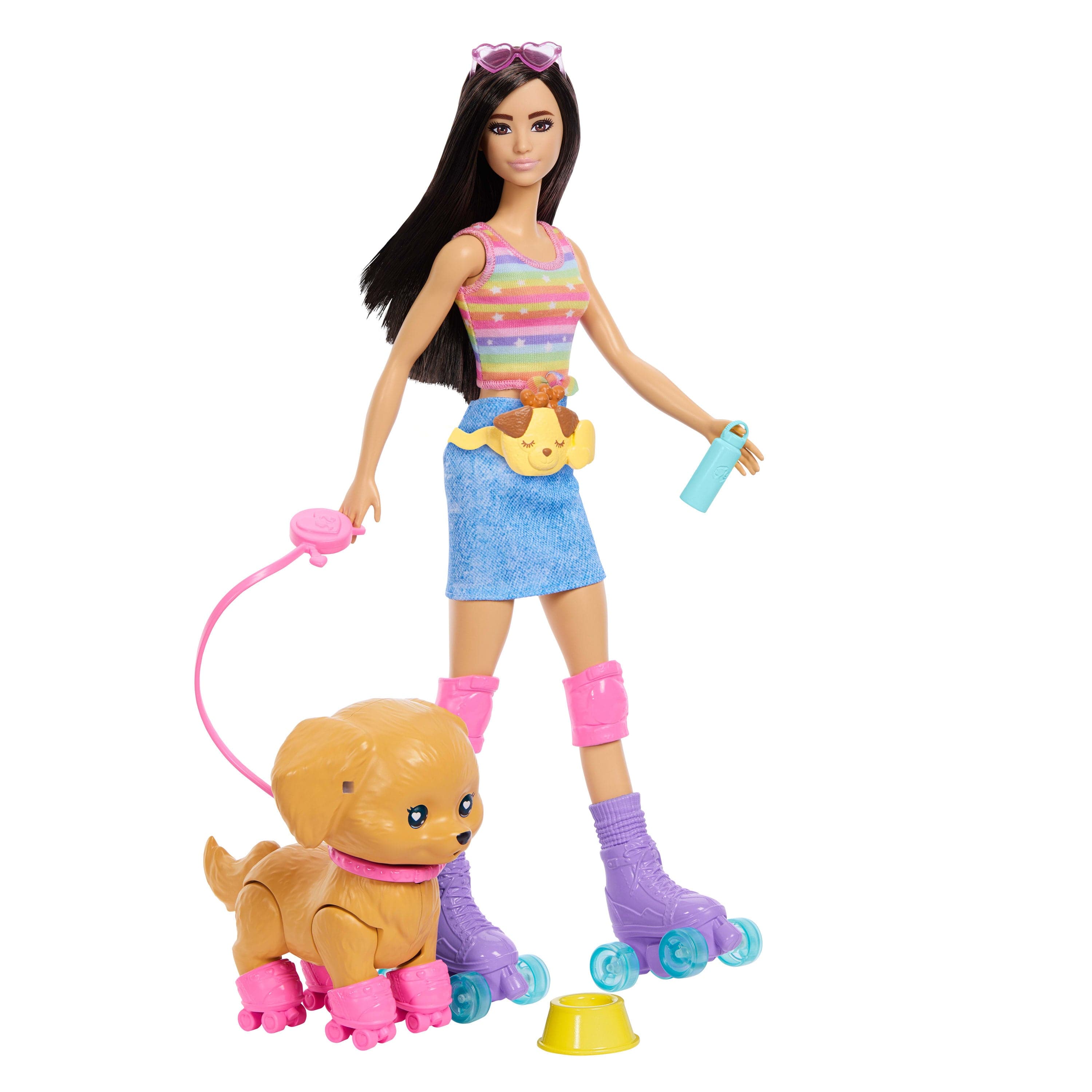 Barbie Pets Skate And Run Brunette Doll With Puppy, Skates, And Accessories