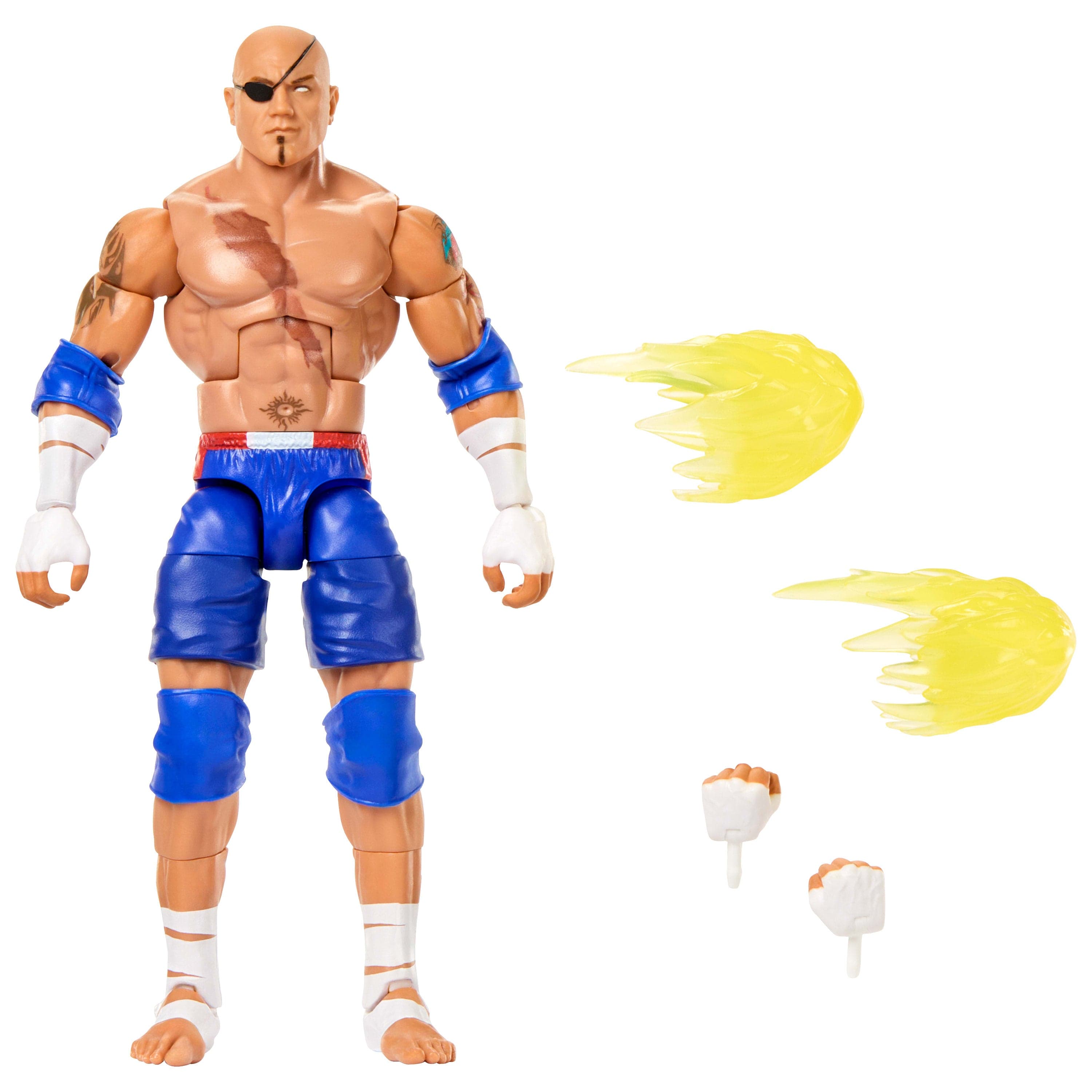 WWE X Street Fighter Batista Action Figure & Accessories, 6-inch Collectible Sagat Mashup Set