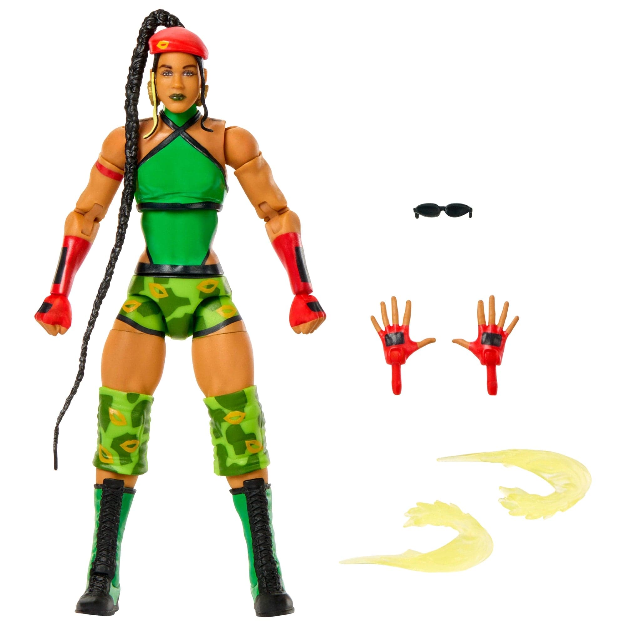 WWE X Street Fighter Bianca Belair Action Figure & Accessories, 6-Inch Collectible Cammy Mashup Set