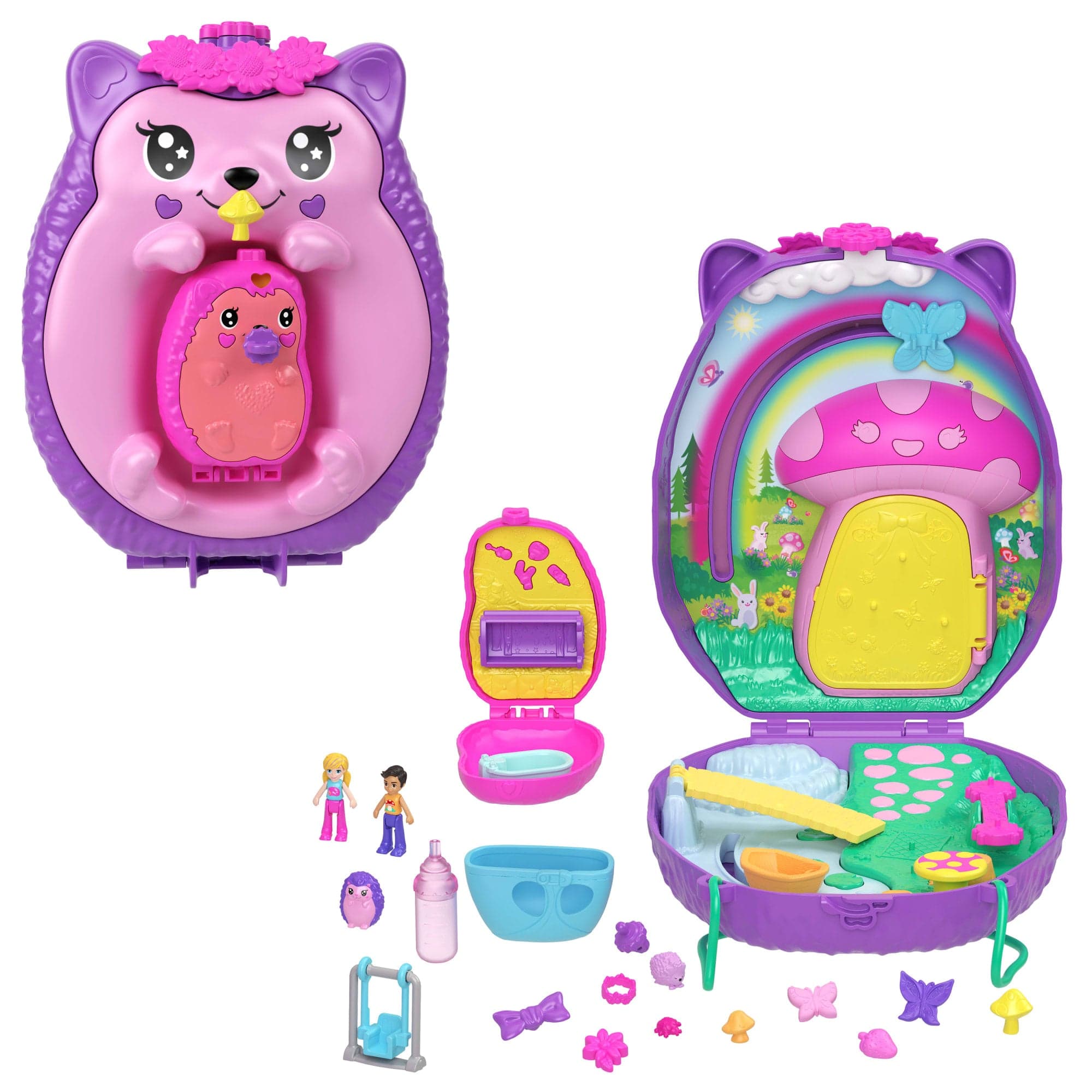 Polly Pocket Set de Juego Erizo Mamá y Bebé