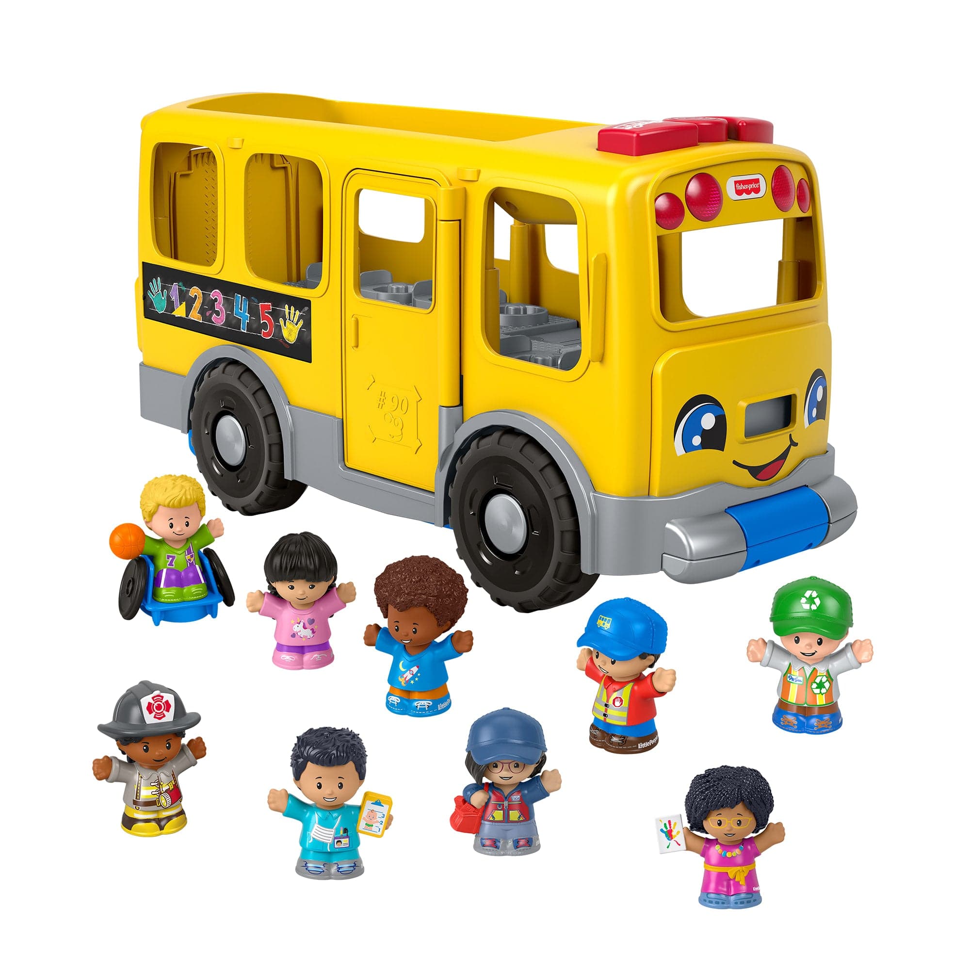 Fisher-Price Little People Big Yellow School Bus & Community Heroes Figures, Musical Toddler Toy