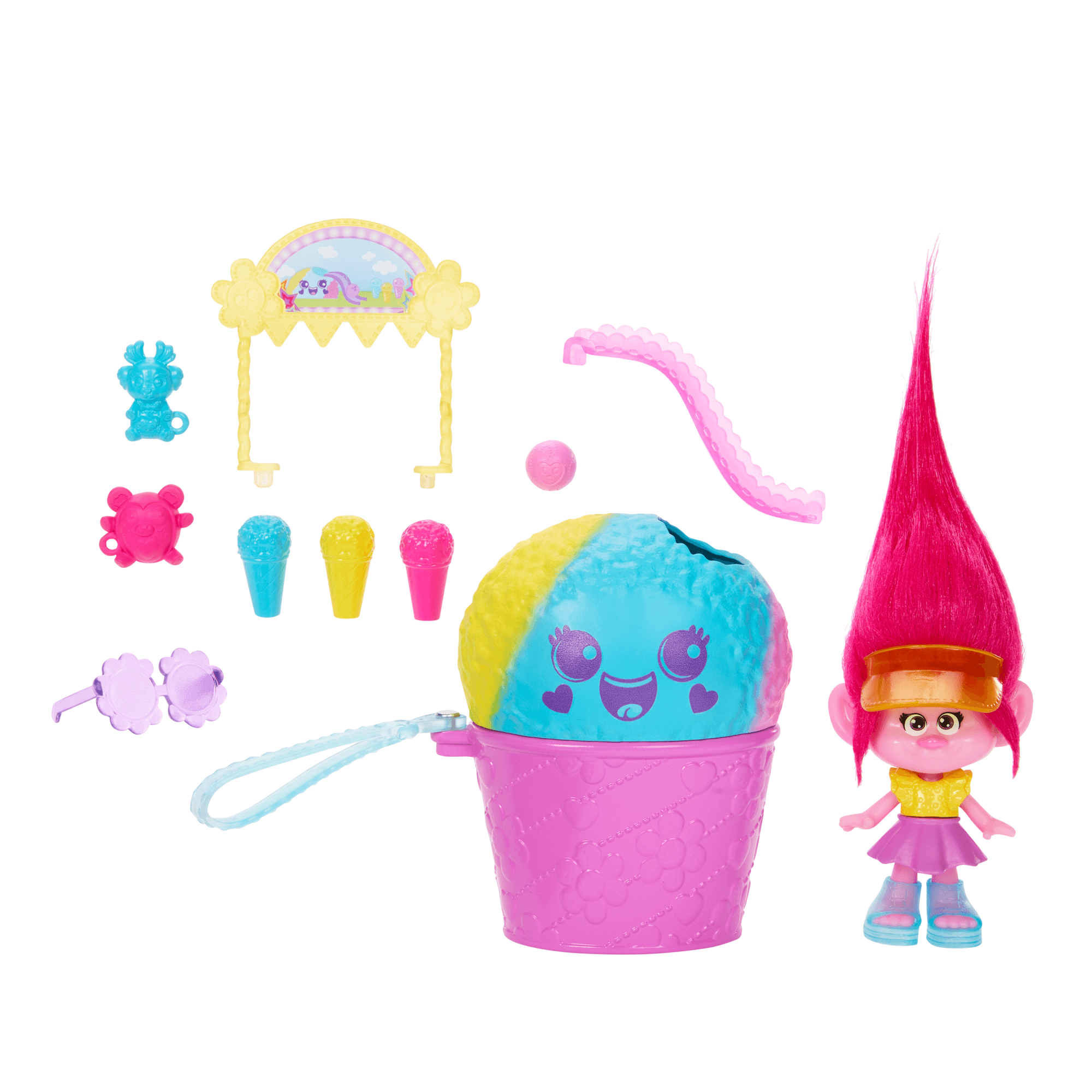 Dreamworks Trolls Fun Fair Surprise Fairfest Queen Poppy Small Doll & 10 Accessories