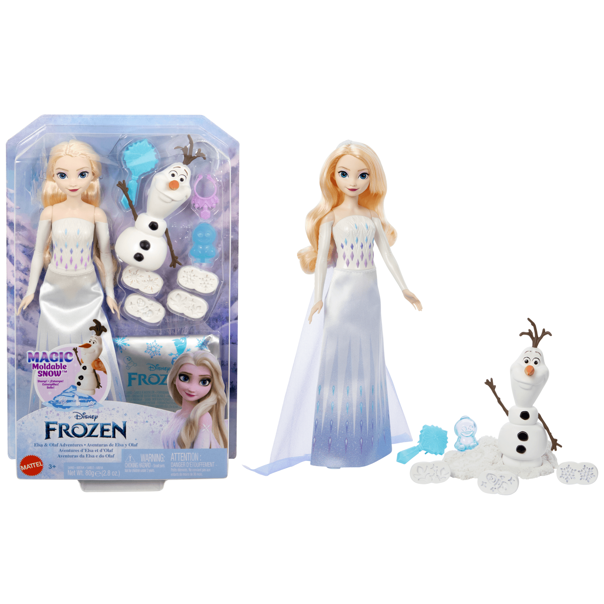 Disney Frozen Elsa & Olaf Adventures With Elsa Doll, Olaf Figure, Moldable Sand & 4 Stampers