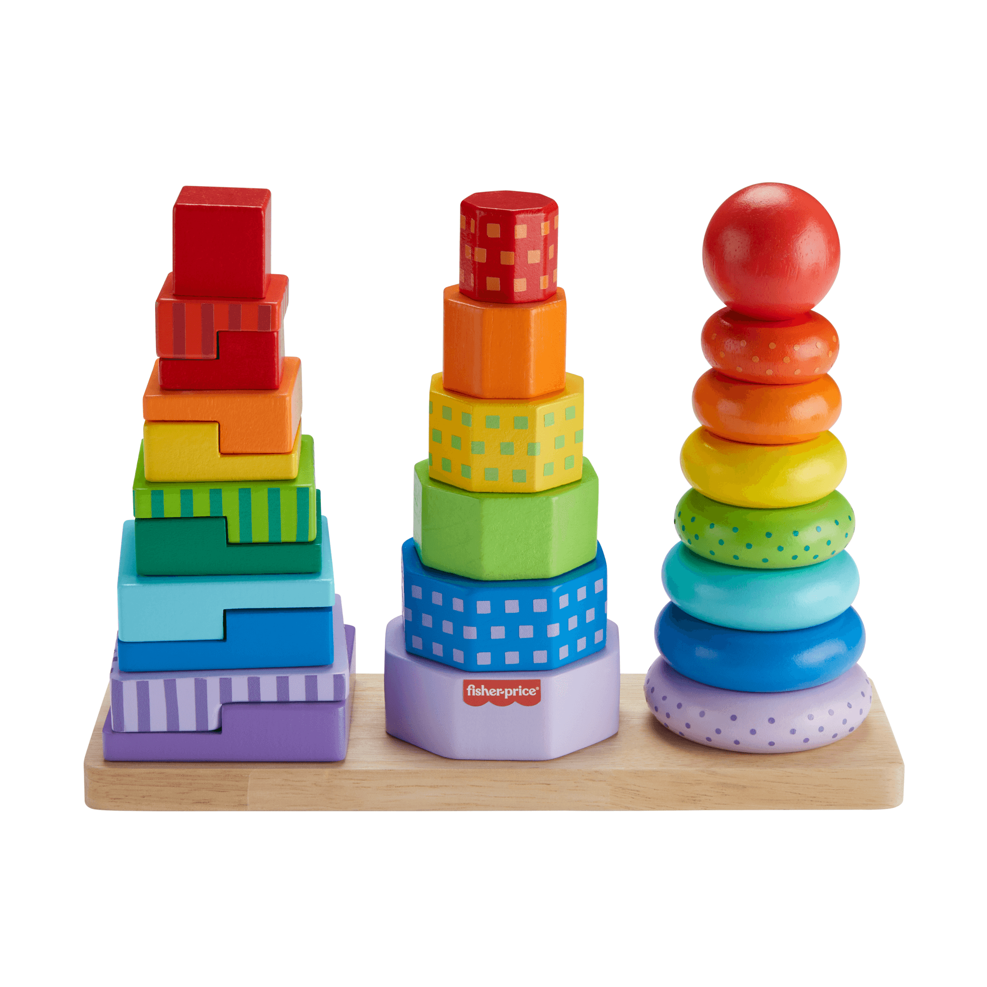 Fisher-Price Trieur de Formes Empilo en Bois, Triage, 26 Éléments