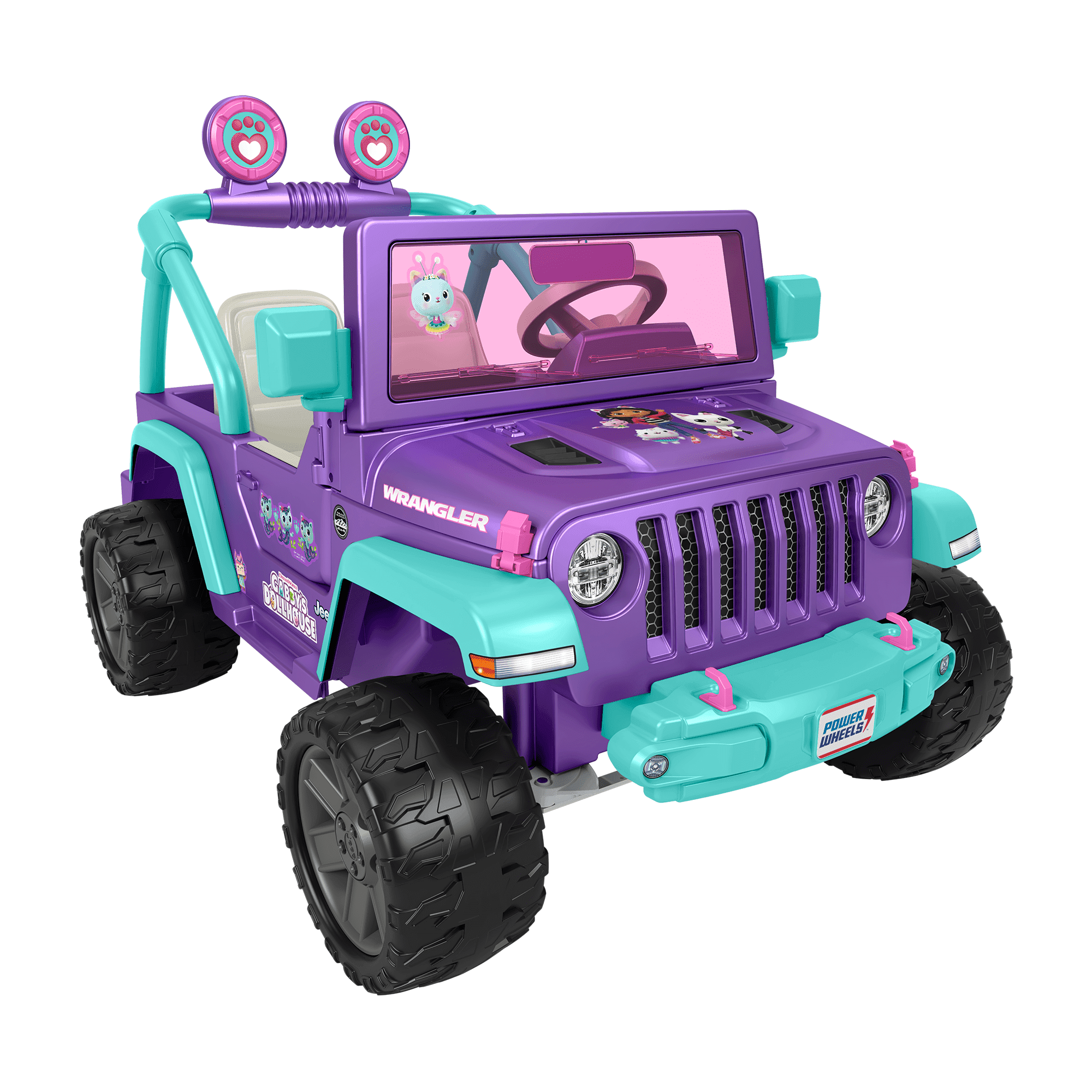 Power Wheels Gabby's Dollhouse Jeep Wrangler Battery-Powered Ride-On Toy Vehicle With Sounds