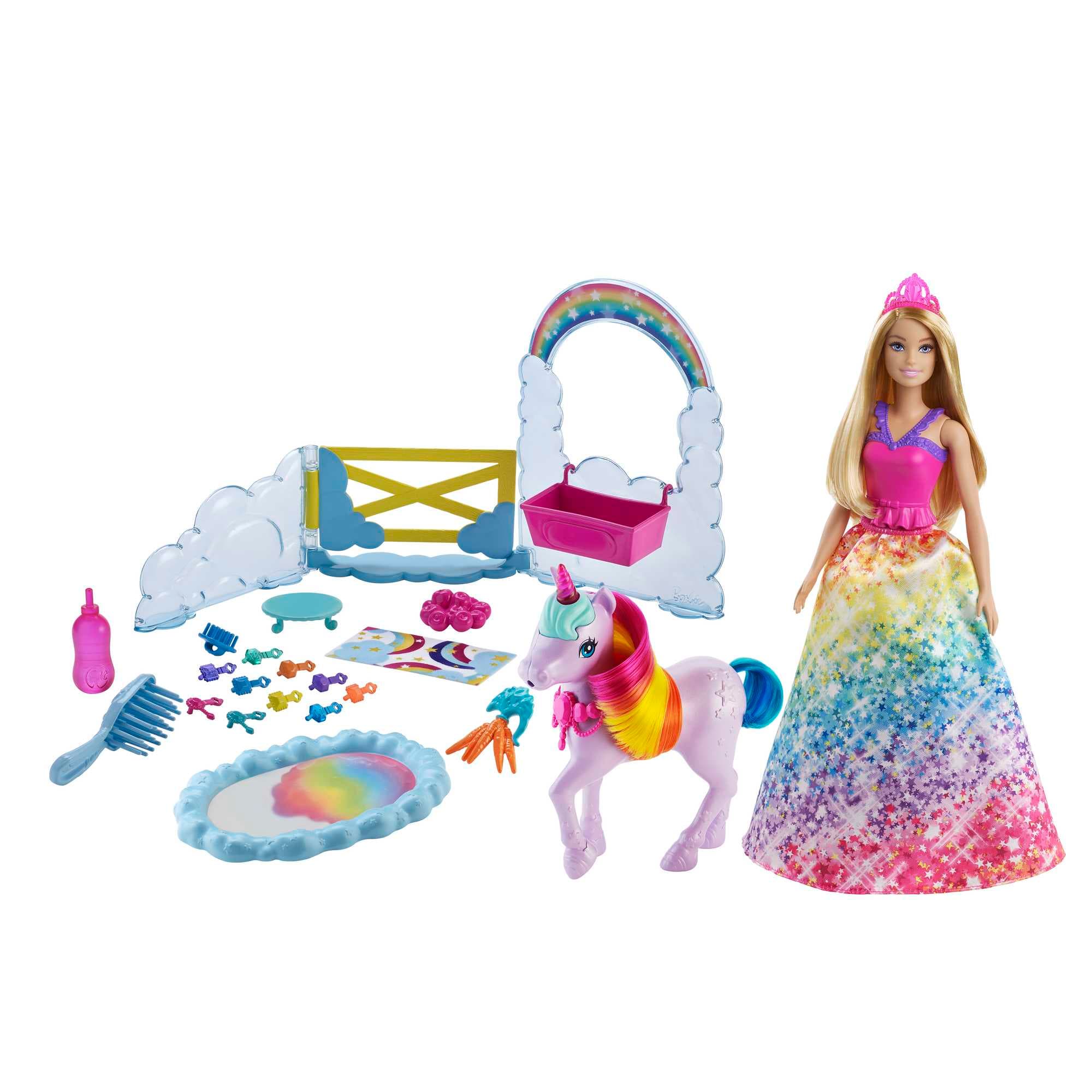 Barbie Dreamtopia Unicorn Pet Playset With Royal Fashion Doll, Unicorn Toy, Color Change, Potty Feature & 18 Accessories
