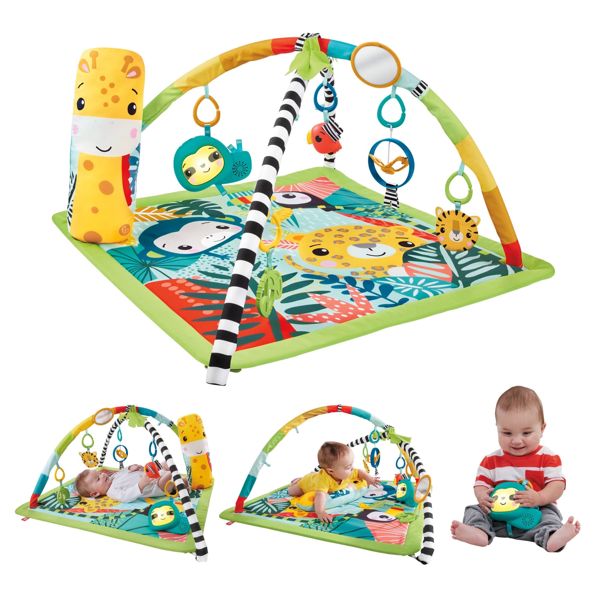 Fisher-Price 3-in-1 Baby & Toddler Gym, Baby Play Mat & Sensory Toys For Tummy Time, Rainforest