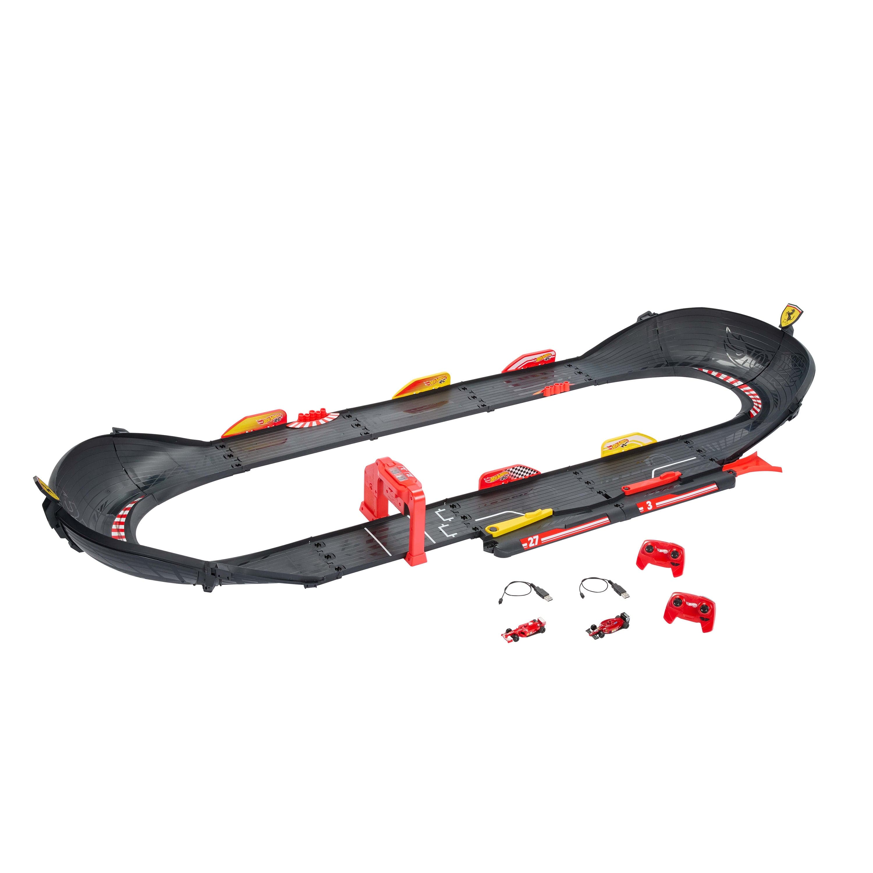 Hot Wheels RC Ferrari Legends Race Track Set With 2 Remote-Control Cars in 1:64 Scale