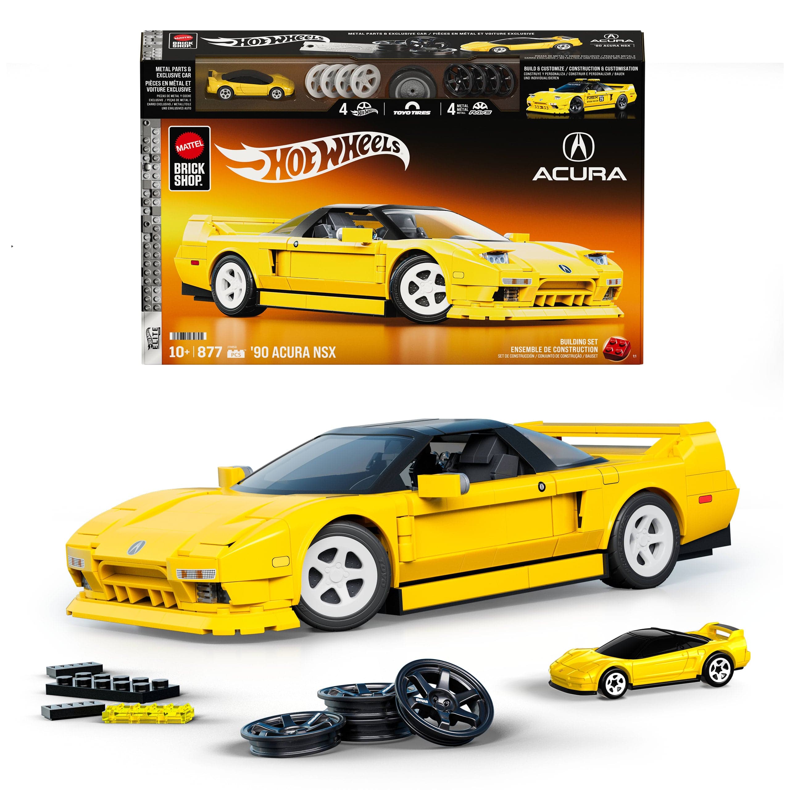 Mattel Brick Shop Hot Wheels ’90 Acura Nsx Building Toy (877 Pieces), For Collectors