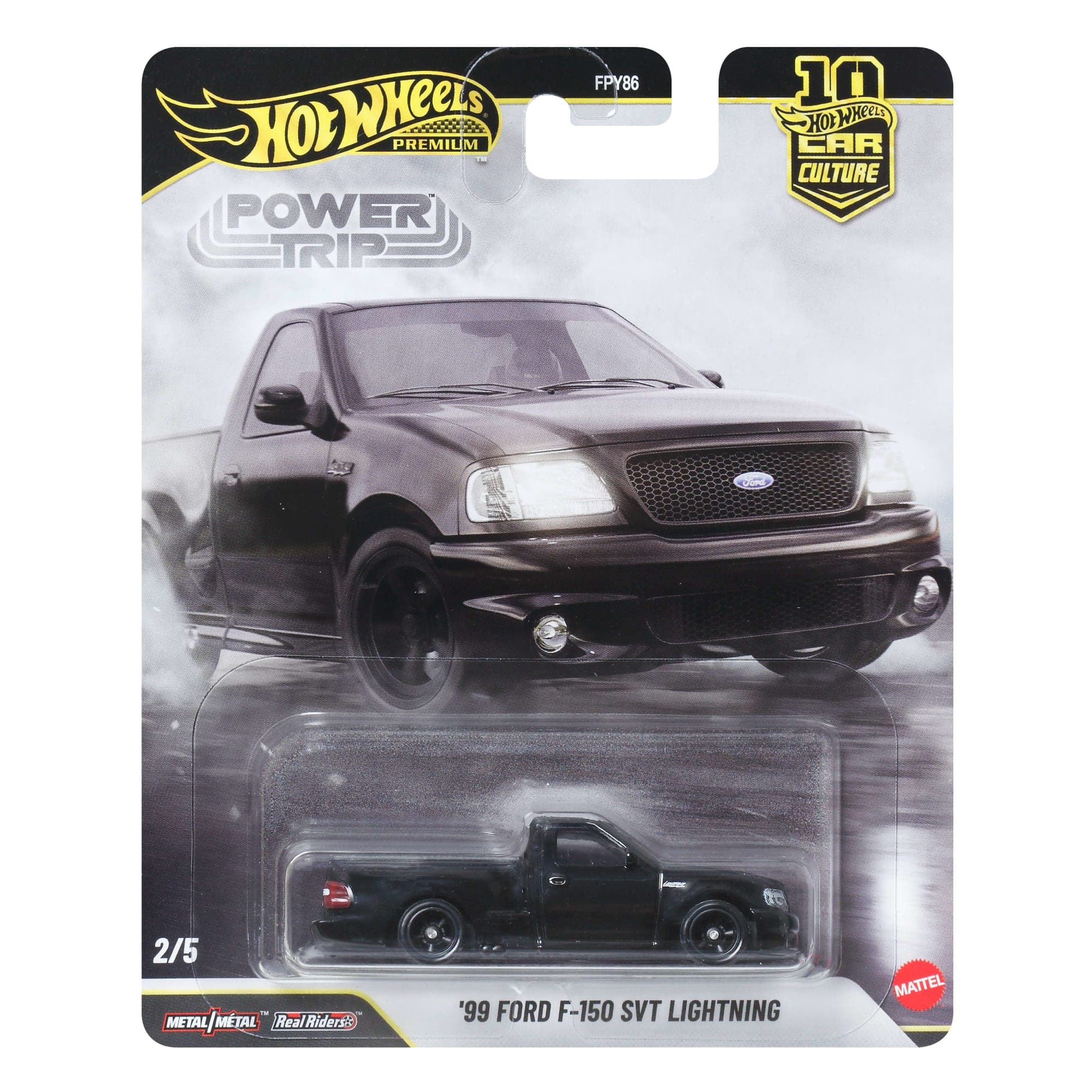 Hot Wheels Car Culture Premium 1:64 Scale Die-Cast ’99 Ford F150 Svt Lightning, Power Trip Truck