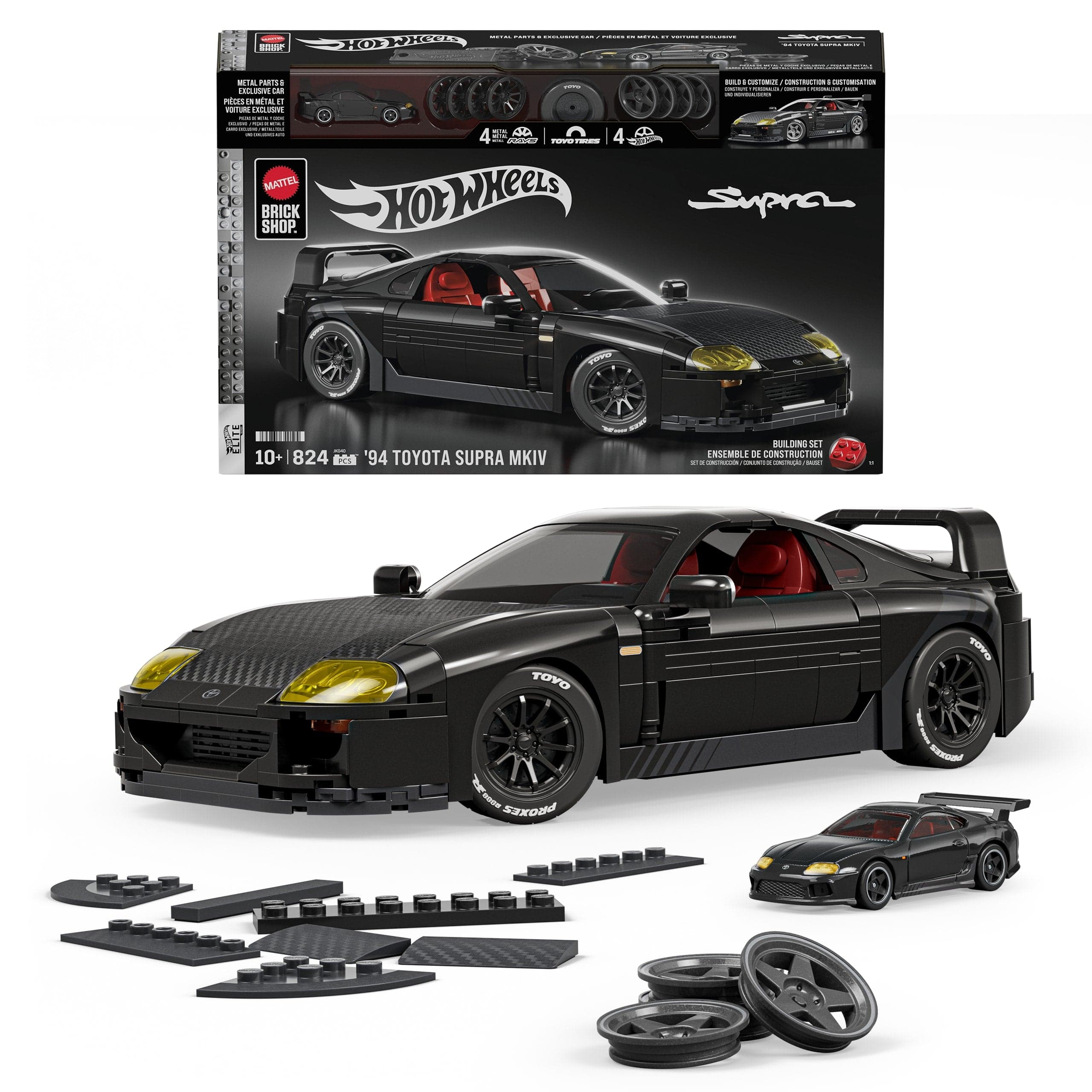 Mattel Brick Shop Hot Wheels Jogo de Construção Elite '94 Toyota Supra MKIV