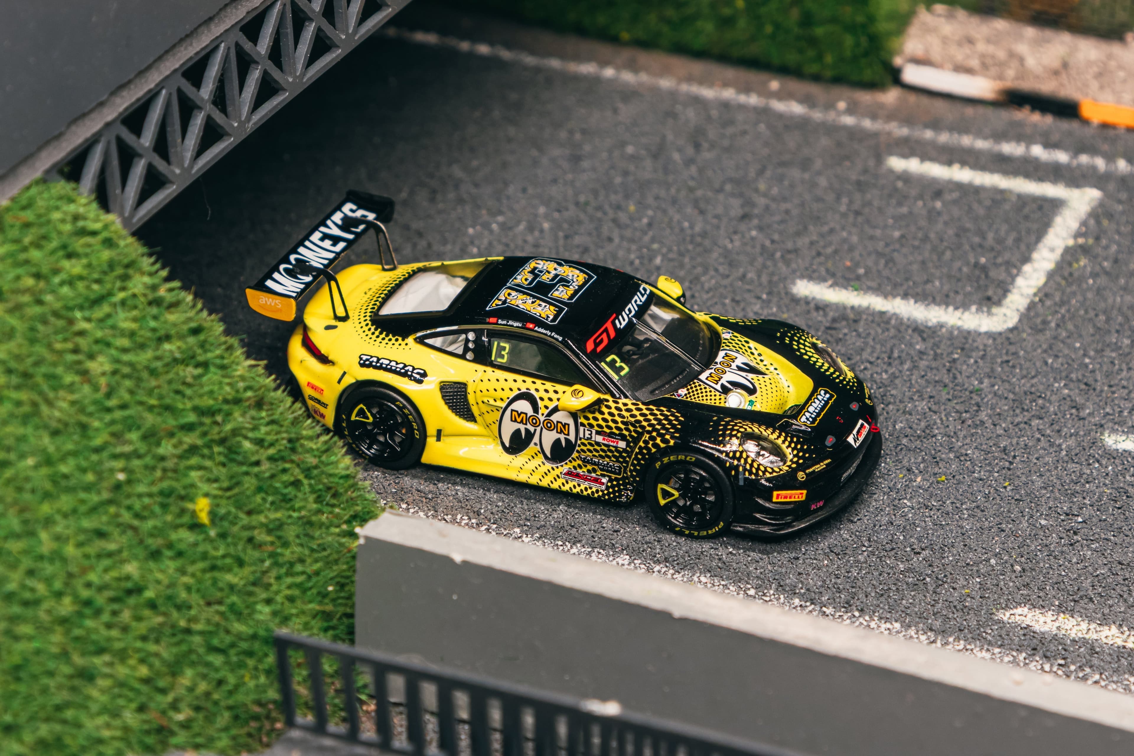 1/64 Porsche 911 GT3 R GT World Challenge Asia 2025 Phantom Global Racing #13 with Tarmac Cards - Tarmac Works x iXO Models HOBBY64