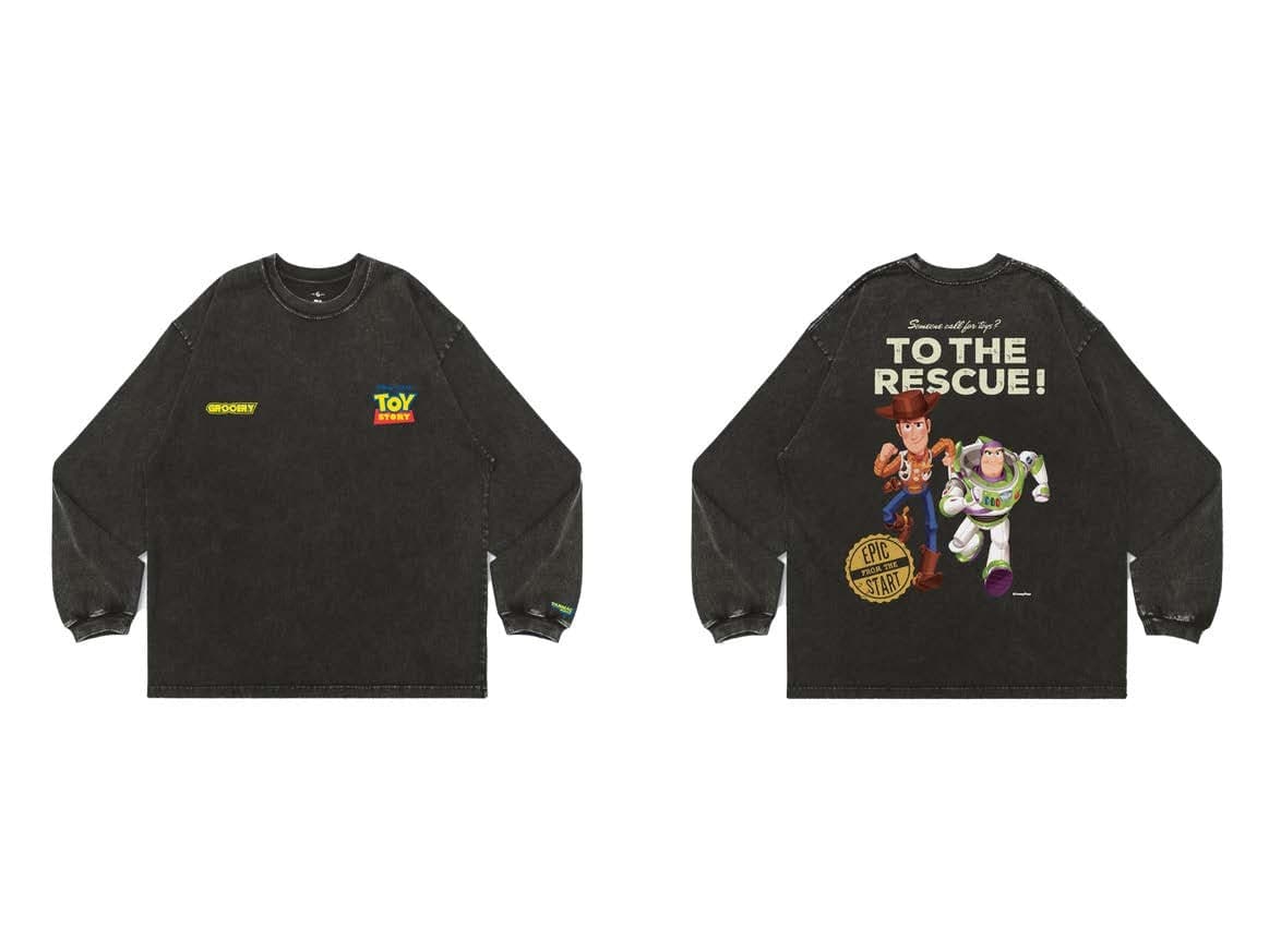 Washed “To The Rescue” Long Tops - Tarmac Works x Grocery x Toy Story