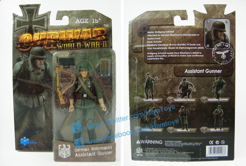 HIYA OURWAR Series 1/18 Scale 4 Inch MILITERY GERMAN WEHRMACHT Assiastant Gunner Action Figure