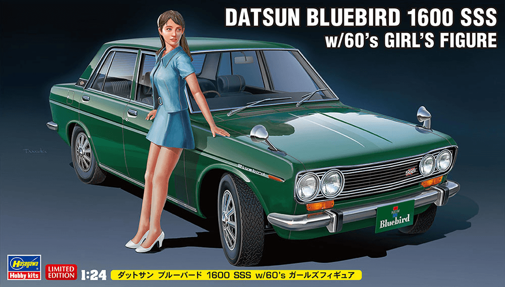 1/24 Datsun Bluebird 1600 SSS w/60's Girl Figure