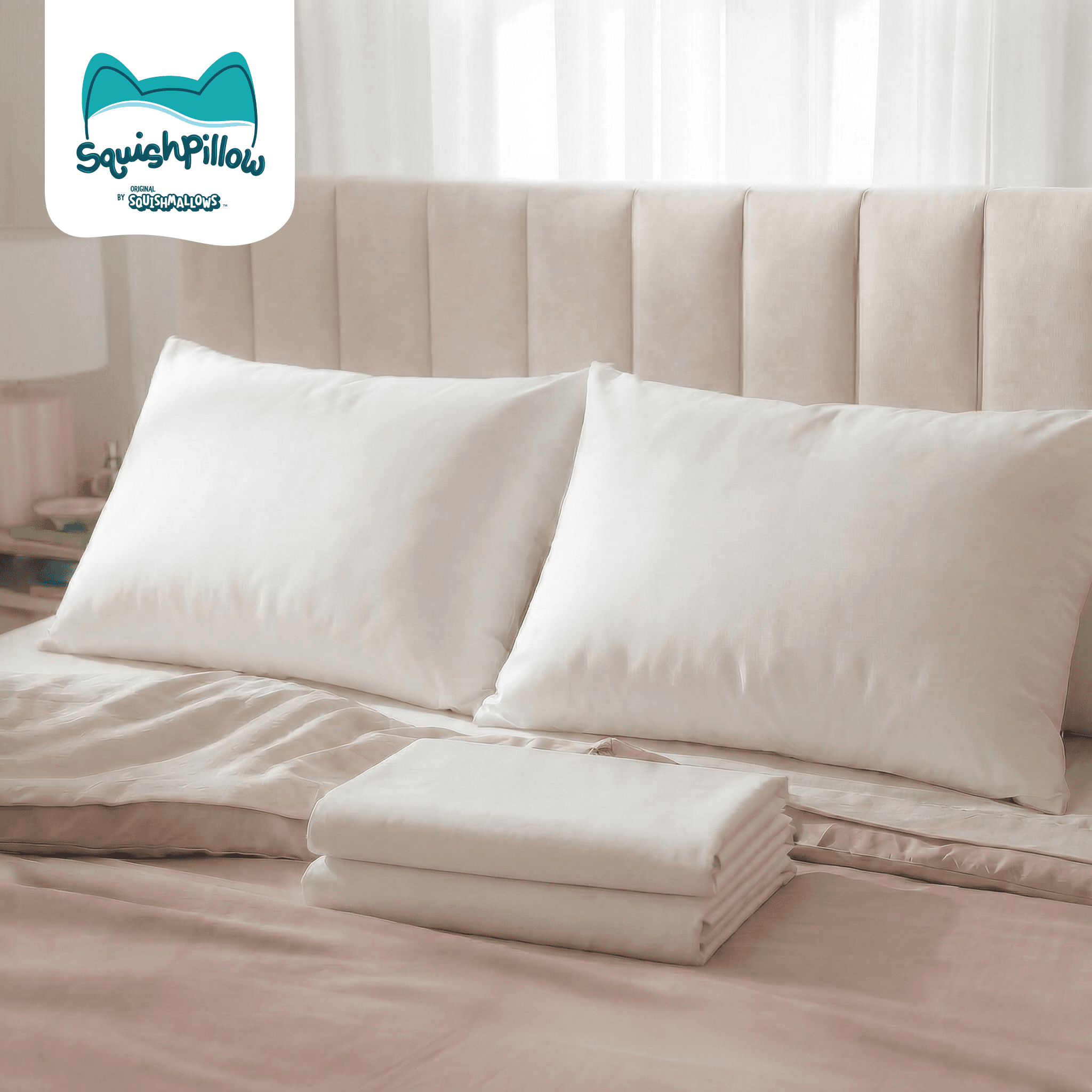 SquishPillow Bed Pillow and Pillowcase 2-Pack