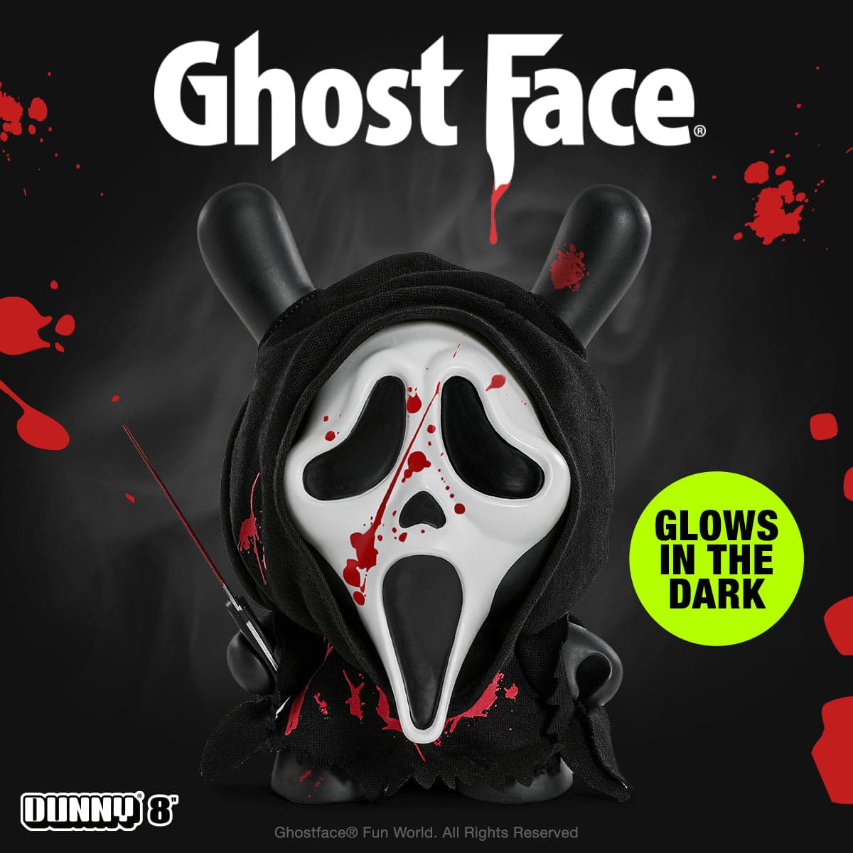 Ghost Face 8" Dunny Glow-in-the-Dark Vinyl Art Figure - Bloody Edition