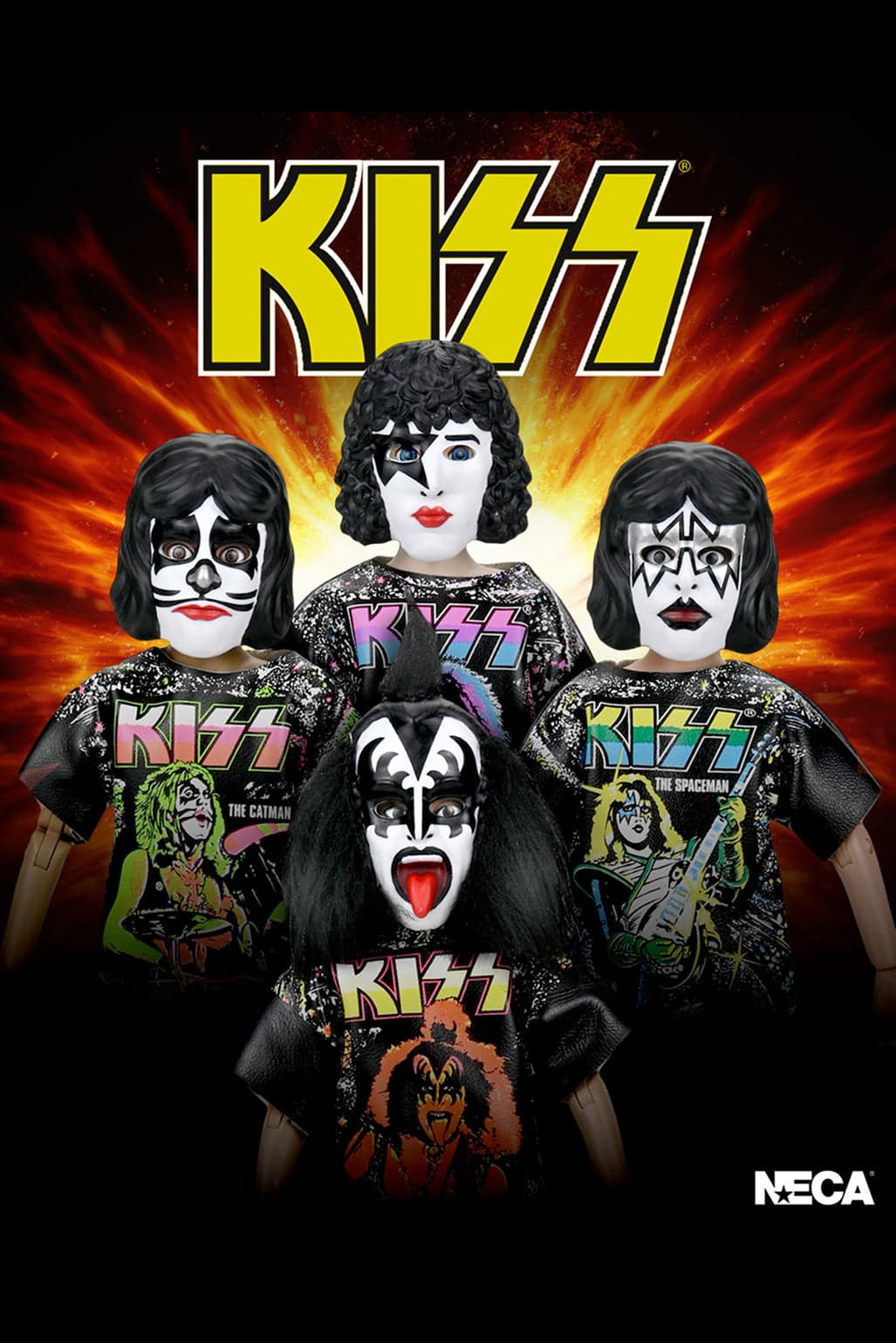KISS x Ben Cooper Costume Kids Collection - Series 12 Costumed Action Figure Bundle (The Starchild, The Demon, The Spaceman & The Catman)