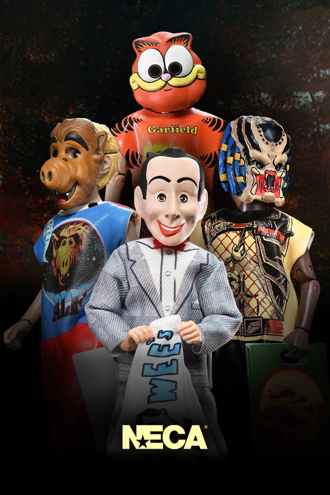 Ben Cooper Costume Kids Collection - Series 8 Costumed Action Figure Bundle (ALF, Garfield, Pee-wee, Predator)