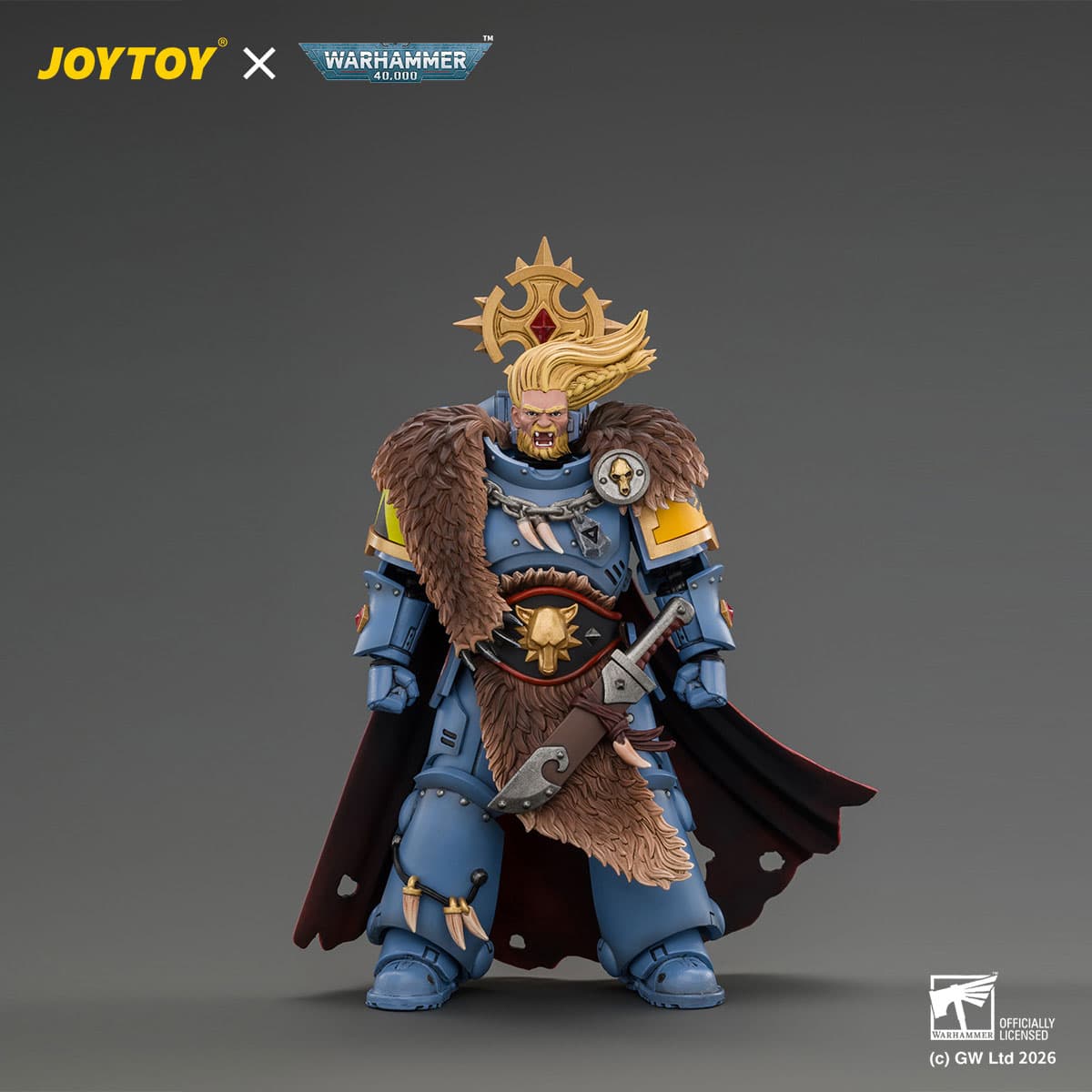 Space Wolves Wolf Guard Battle Leader with Master-crafted Power Weapon,Storm Shield,Thunder Hammer,Master-crafted Heavy Bolt Pistol,and Plasma Pistol
