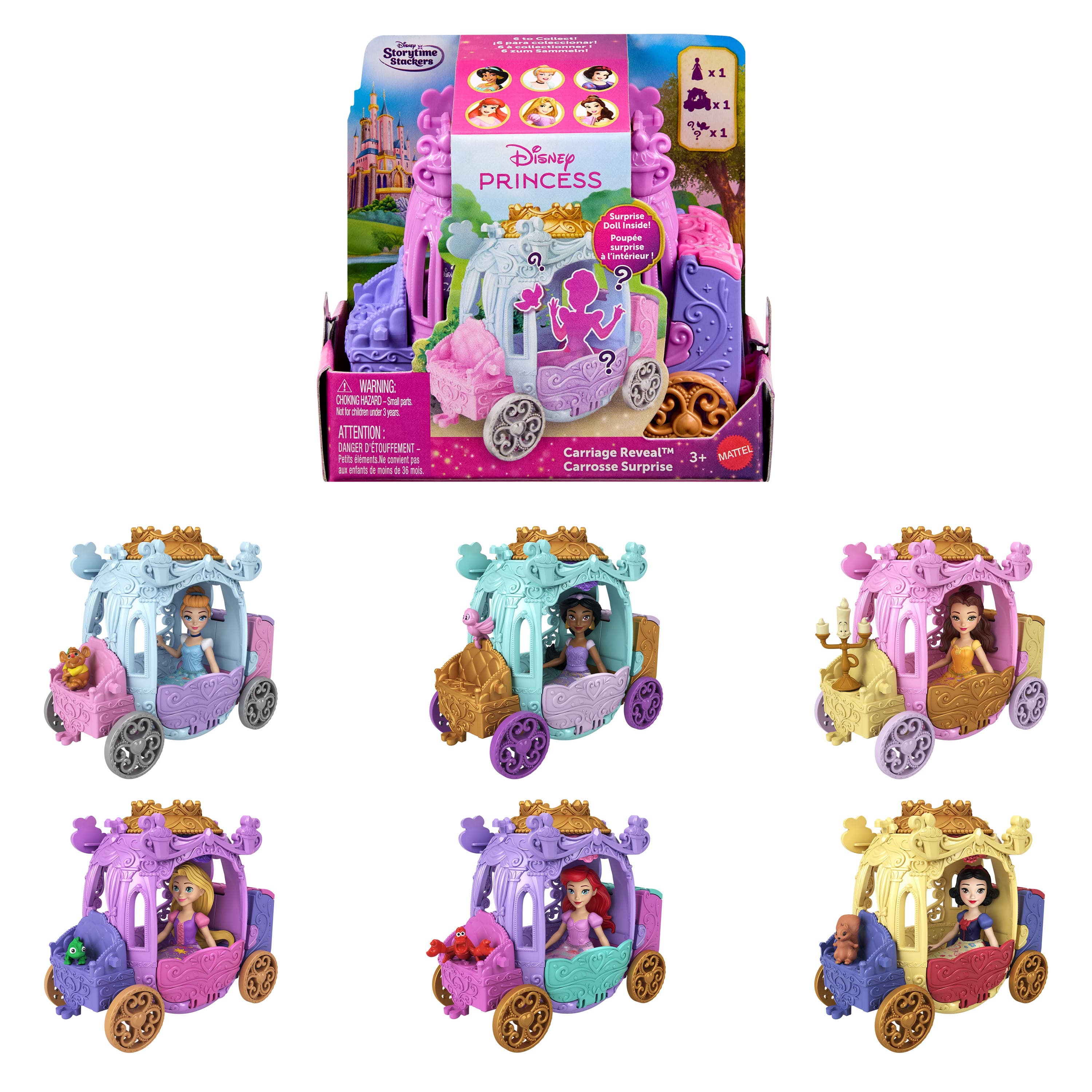 Disney Princess Carriage Reveal Surprise Small Doll, Vehicle & Figure (Characters May Vary)