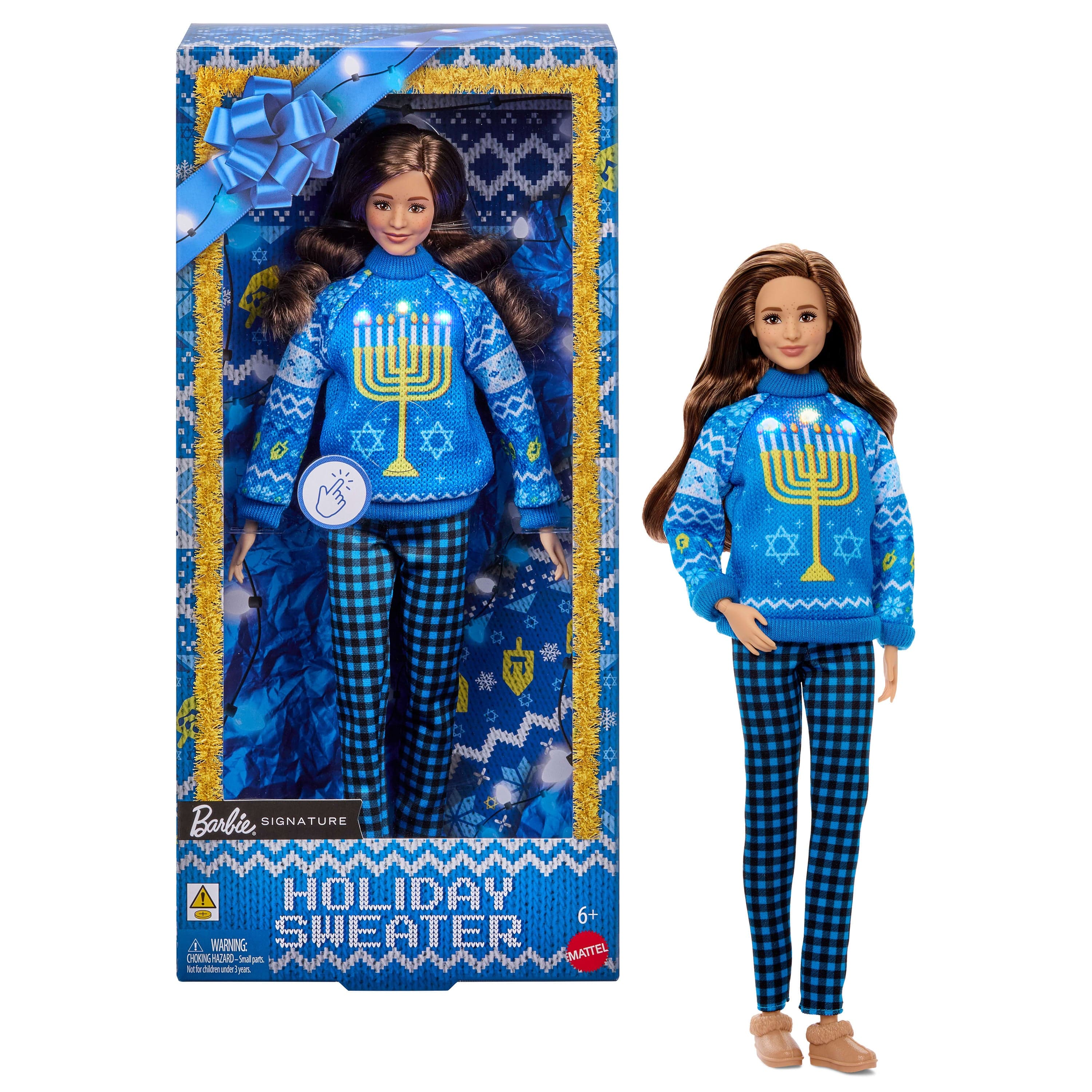 Barbie Holiday Sweater Doll, Collectible Ugly Sweater Doll in Themed Knit Sweater