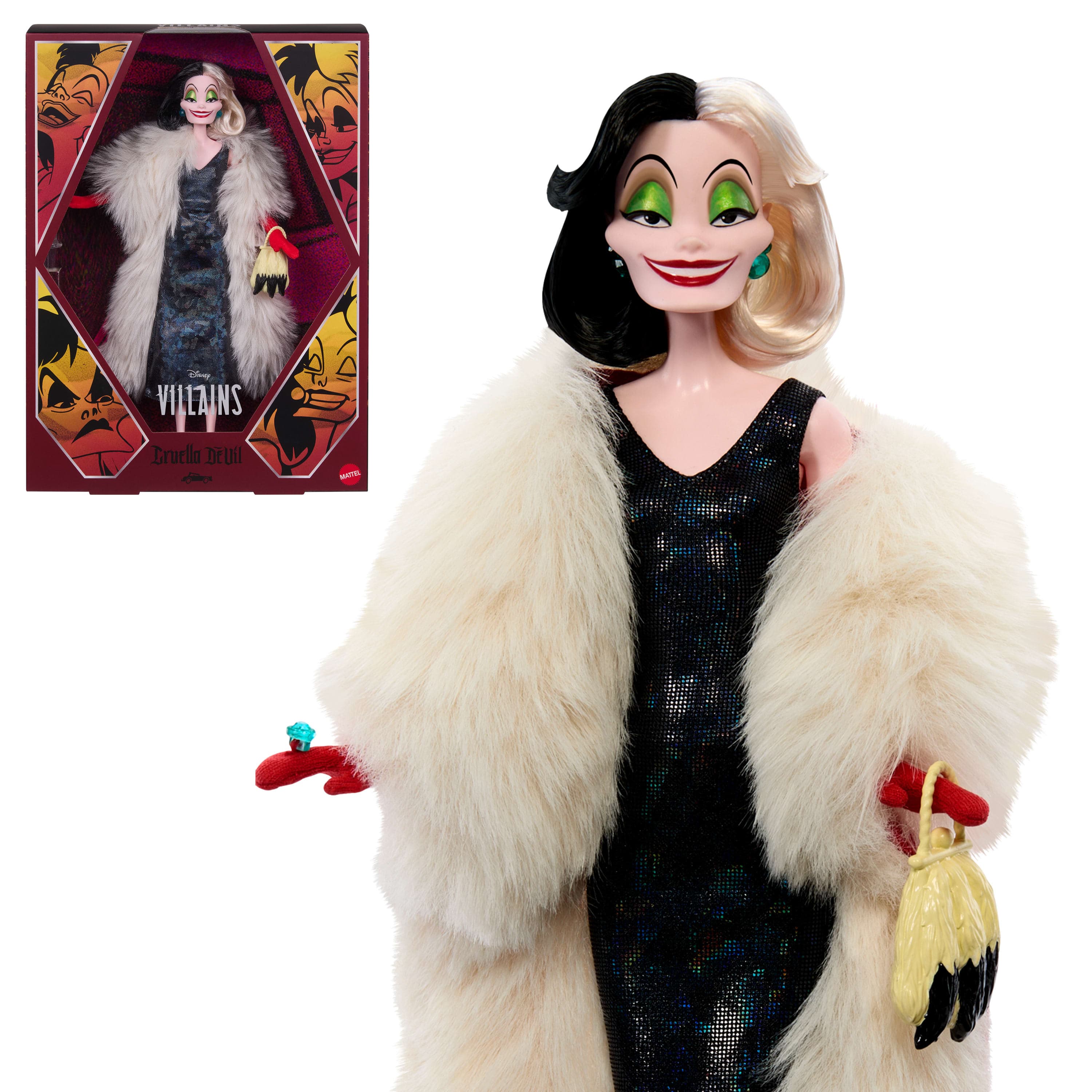 Disney Collector Cruella De Vil Collectible Villains Fashion Doll in Signature Look With 1 Accessory