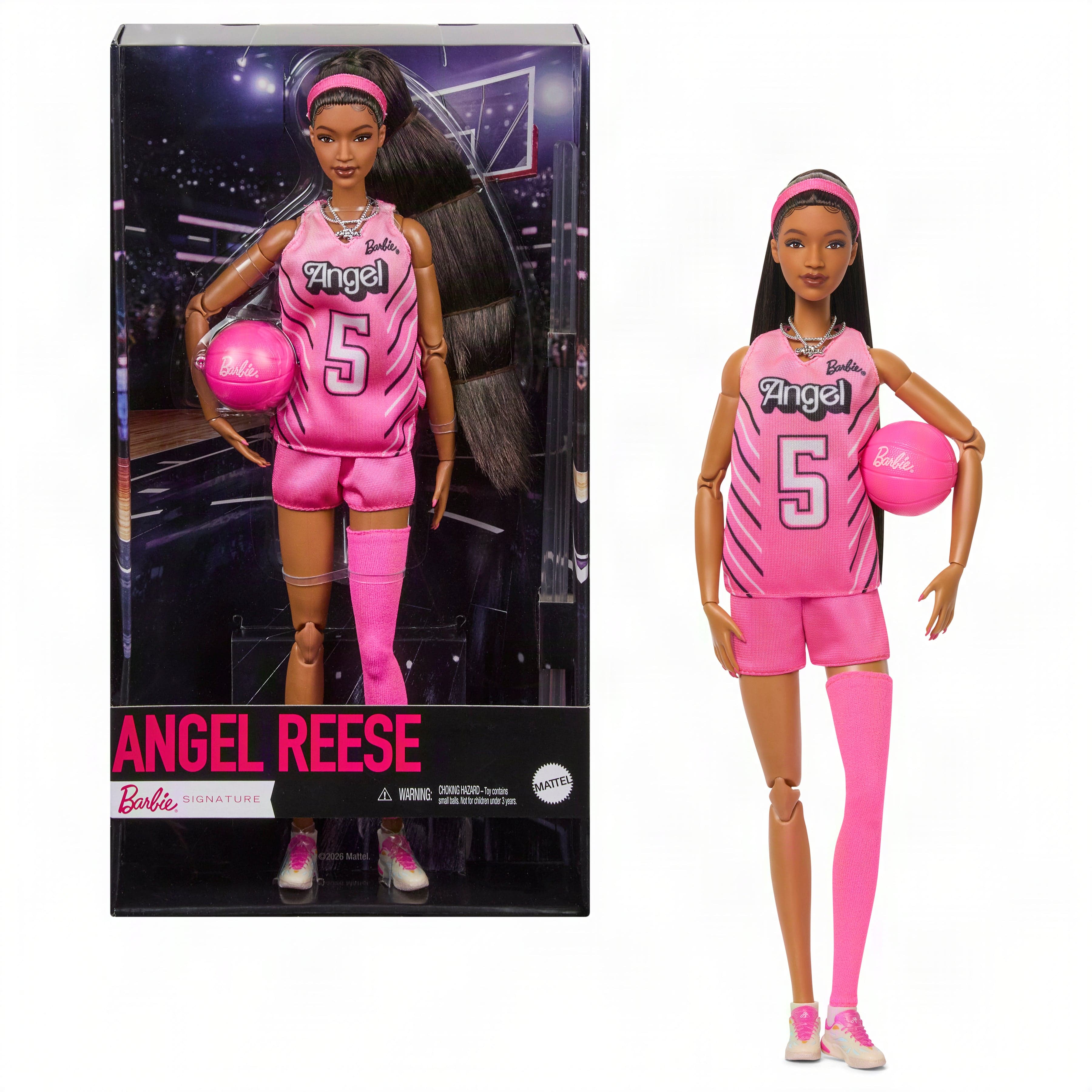 Poupée Barbie Angel Reese, Barbie Signature, Poupée Mode Avec Uniforme de Basketball Rose