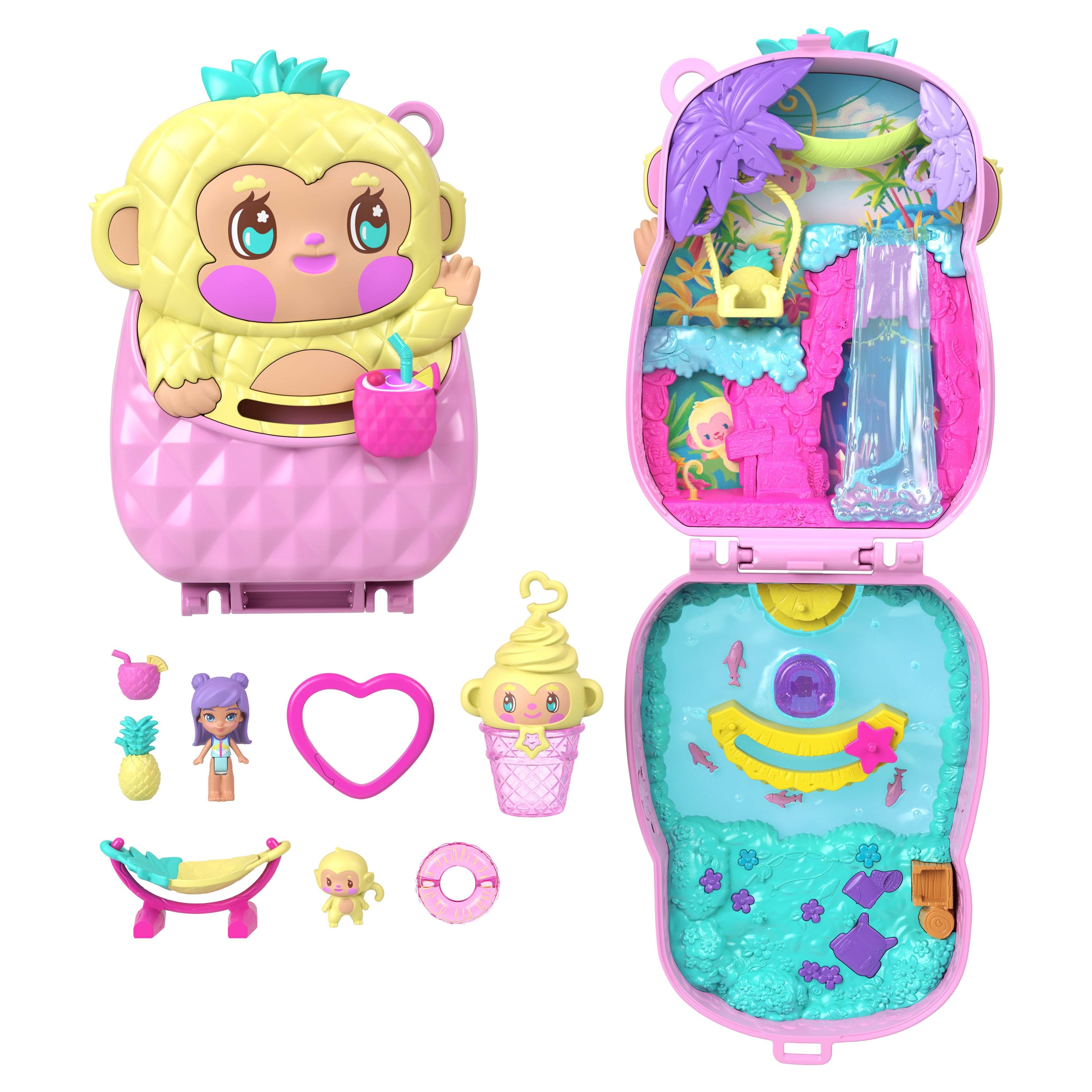 Polly Pocket Conjunto de Brinquedo Compacto Macaquinho Piña Colada