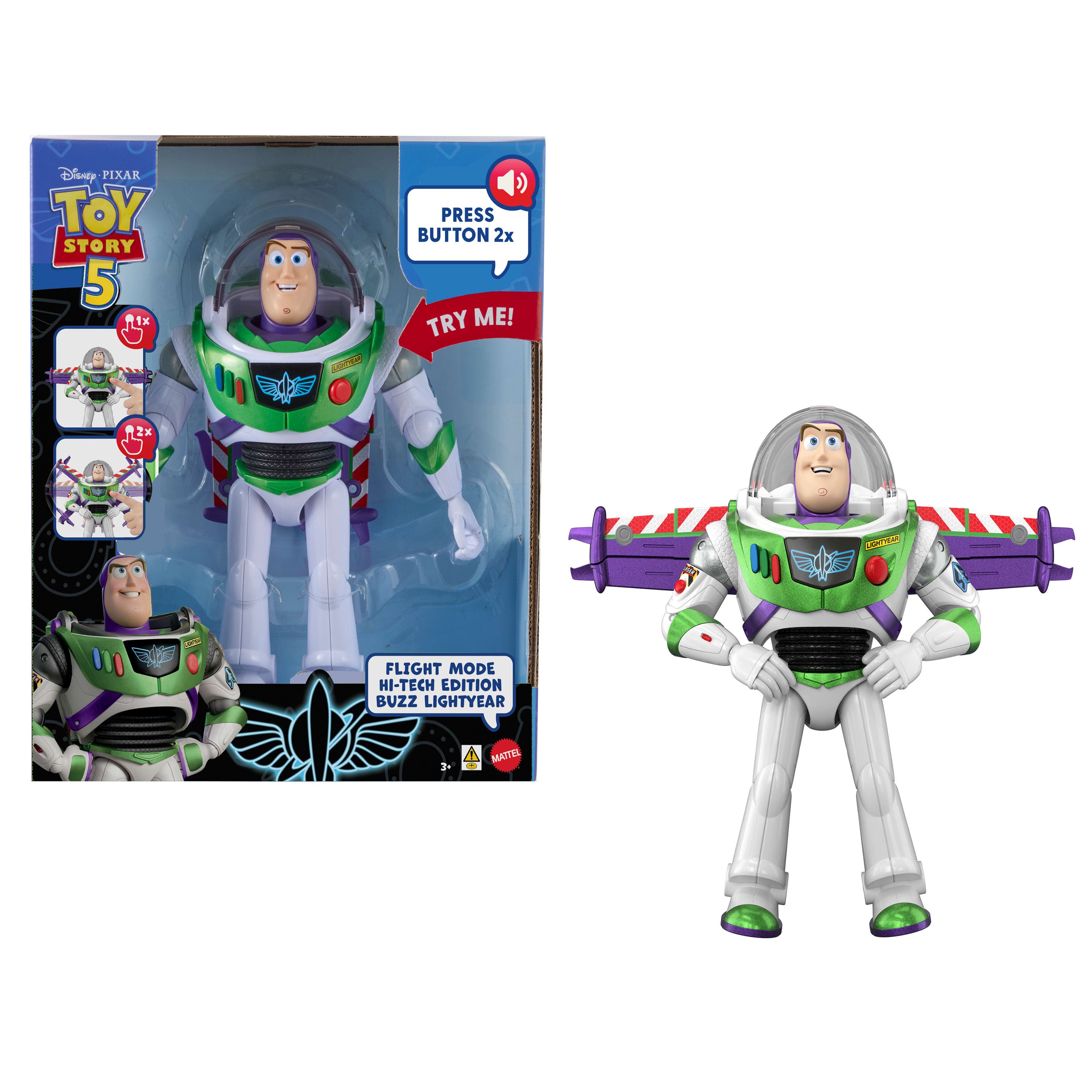 Disney And Pixar Toy Story 12” Scale Flight Mode Hi-Tech Edition Buzz Lightyear, 35+ Sounds