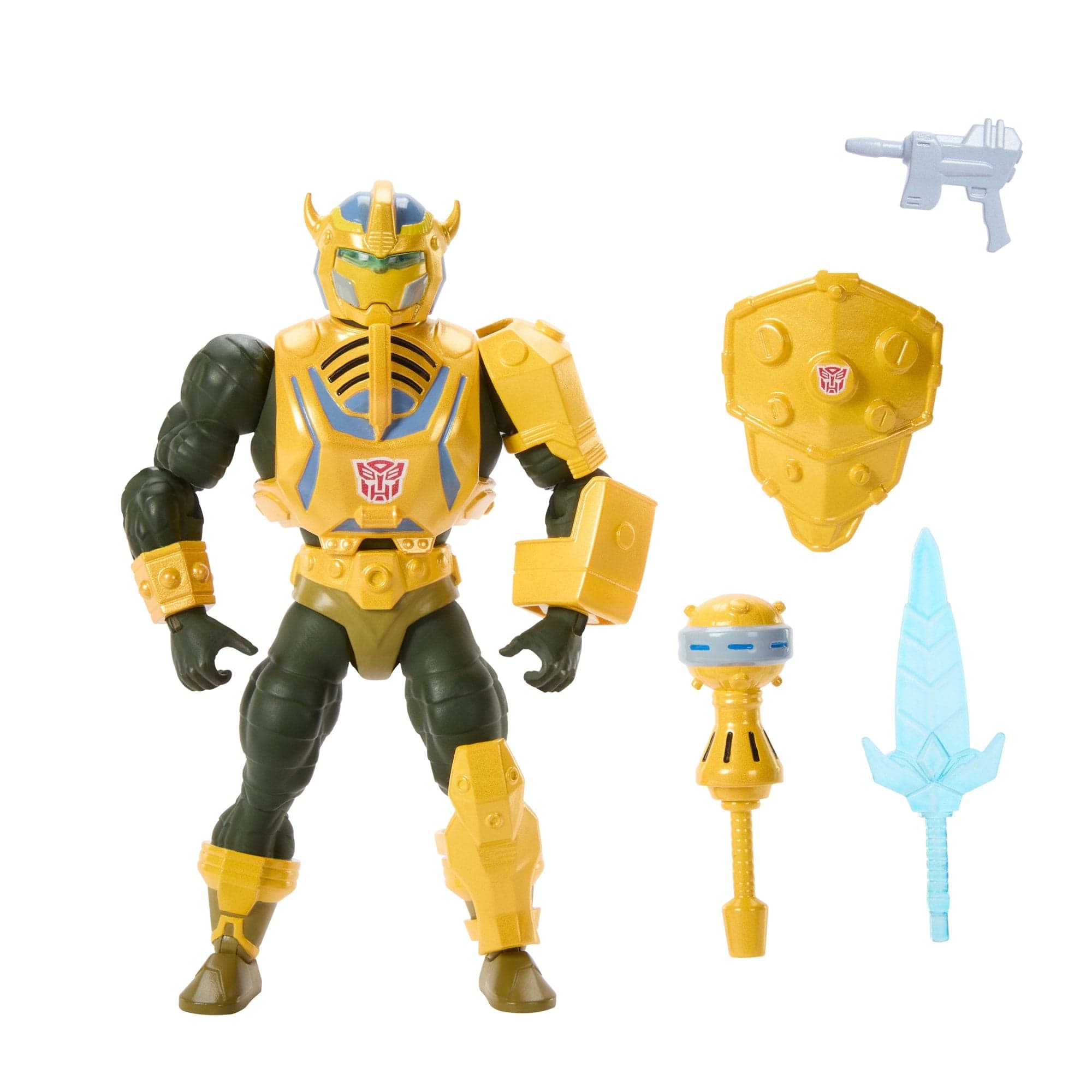 Masters Of Universe Origins & Transformers Bumblebee Armor Man At Arms Action Figure, MOTU 5.5 Inch Toy
