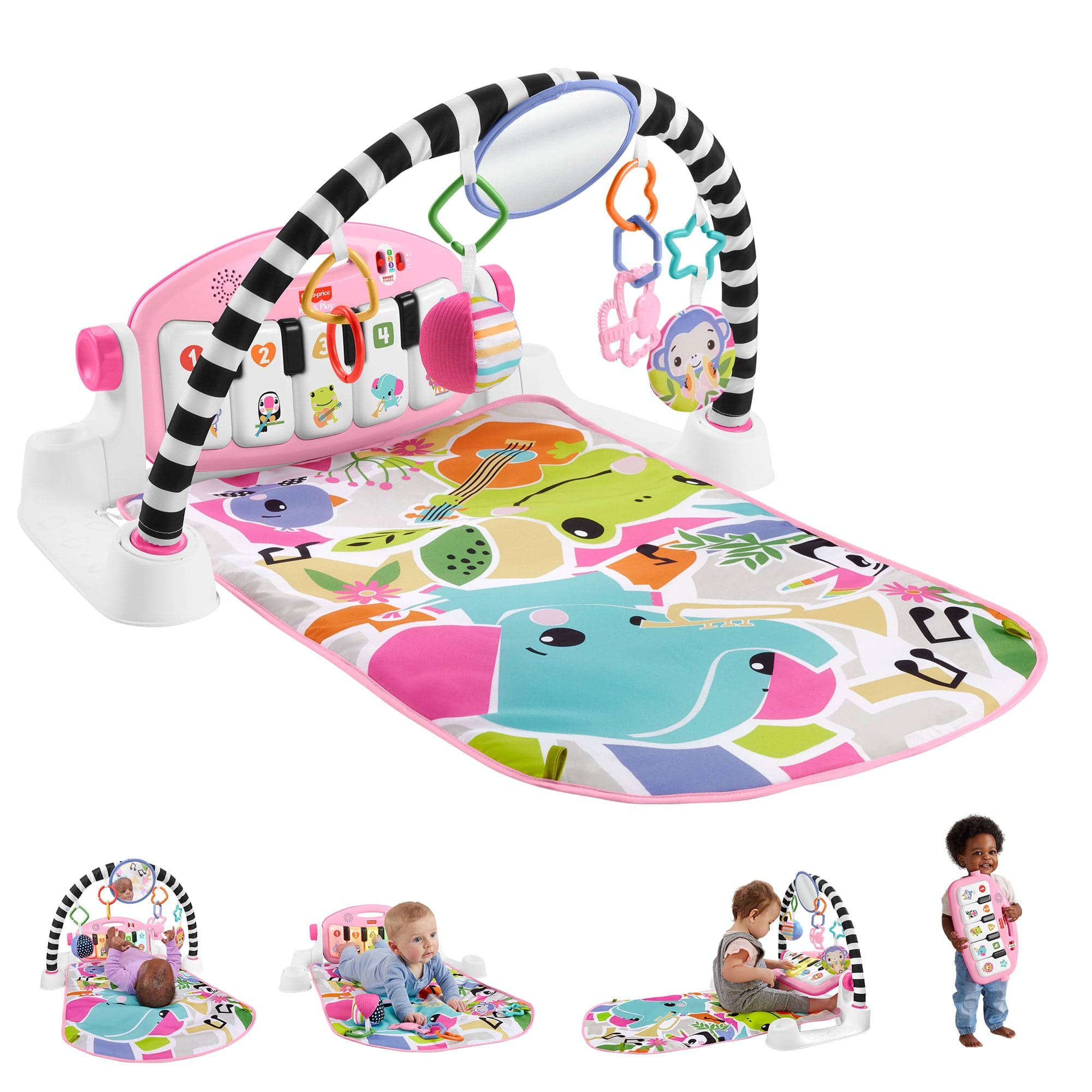 Fisher-Price Baby Gimnasio para Bebés Piano Pataditas Musicales Brilla y Crece Rosa
