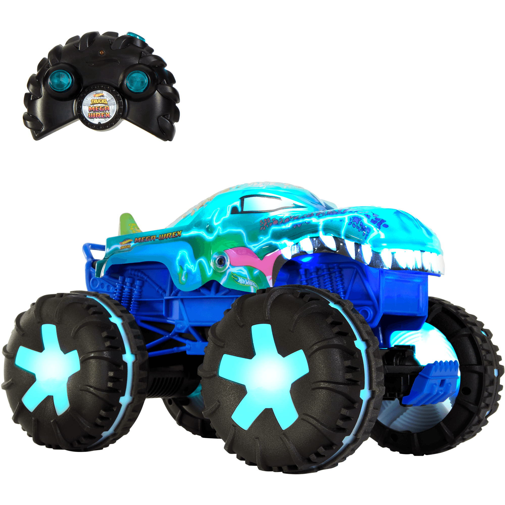 Hot Wheels Monster Trucks Vehículo a Control Remoto Mega Wrex Luces y Sonidos Escala 1:15