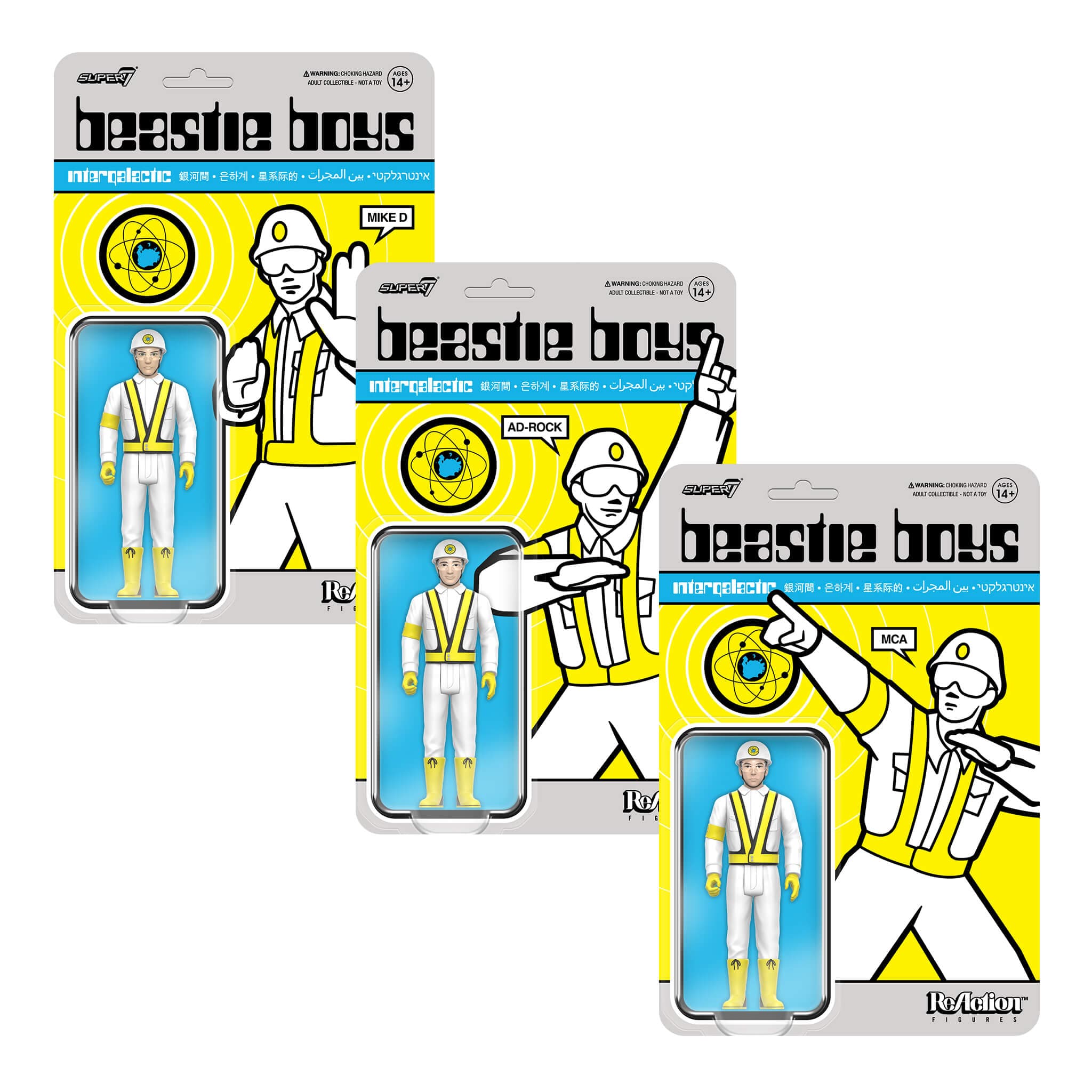Gambar produk Beastie Boys ReAction Figures Wave 04 - Ad-Rock, MCA & Mike D (Intergalactic Crossing Guard)
